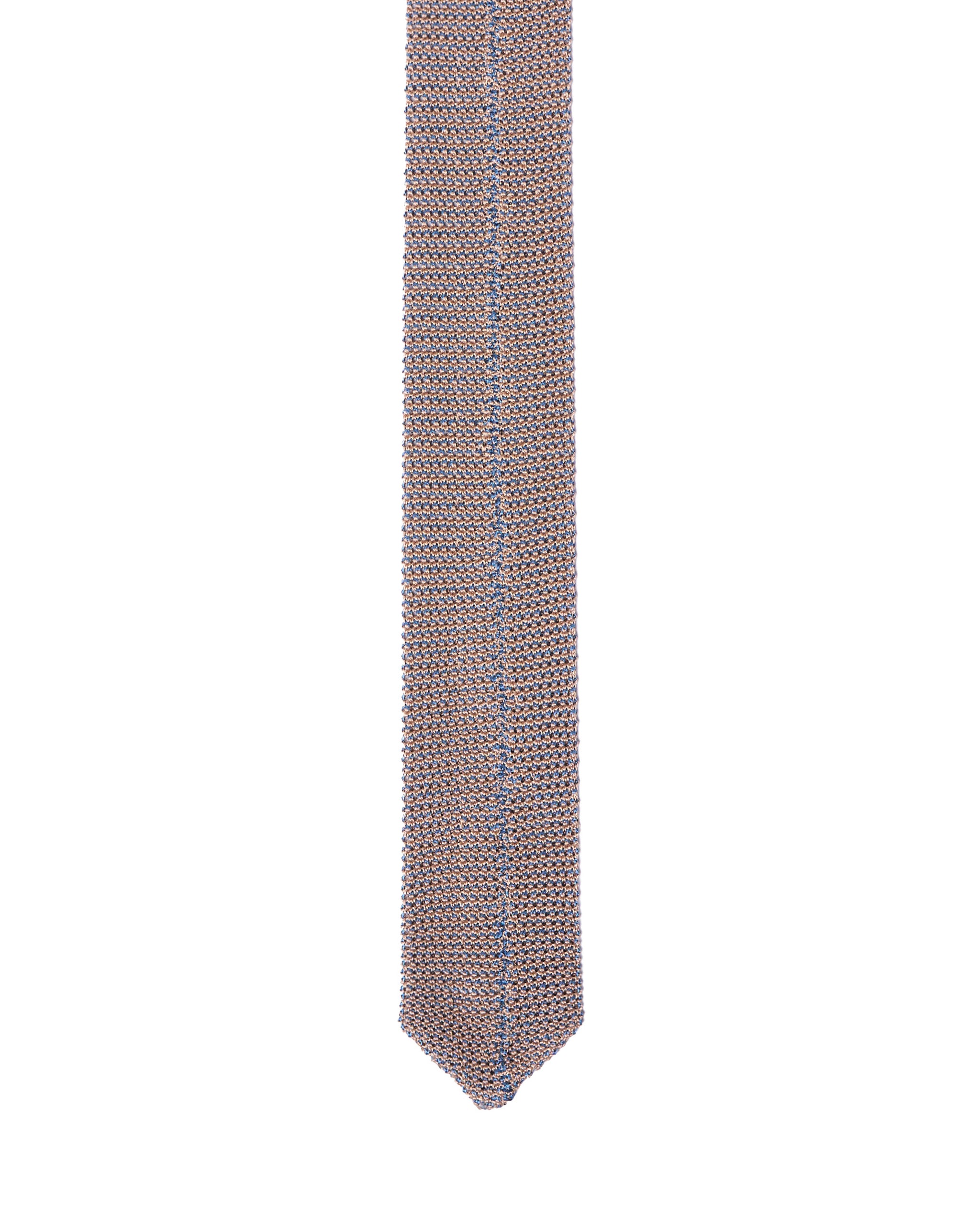 Knitted tie - Cream with Azzuro blue