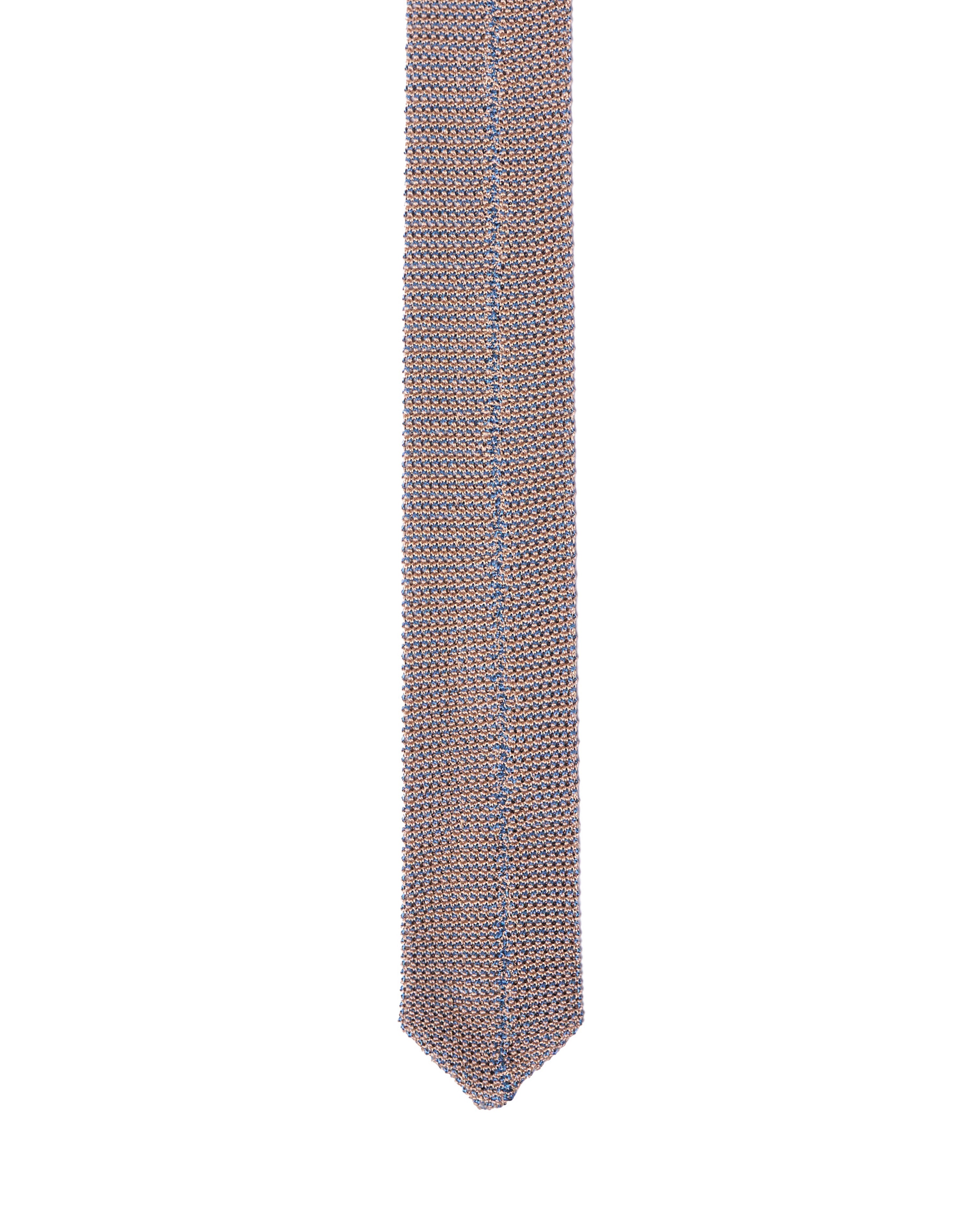 Knitted tie - Cream with Azzuro blue