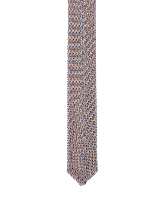 Knitted tie - Cream with Azzuro blue