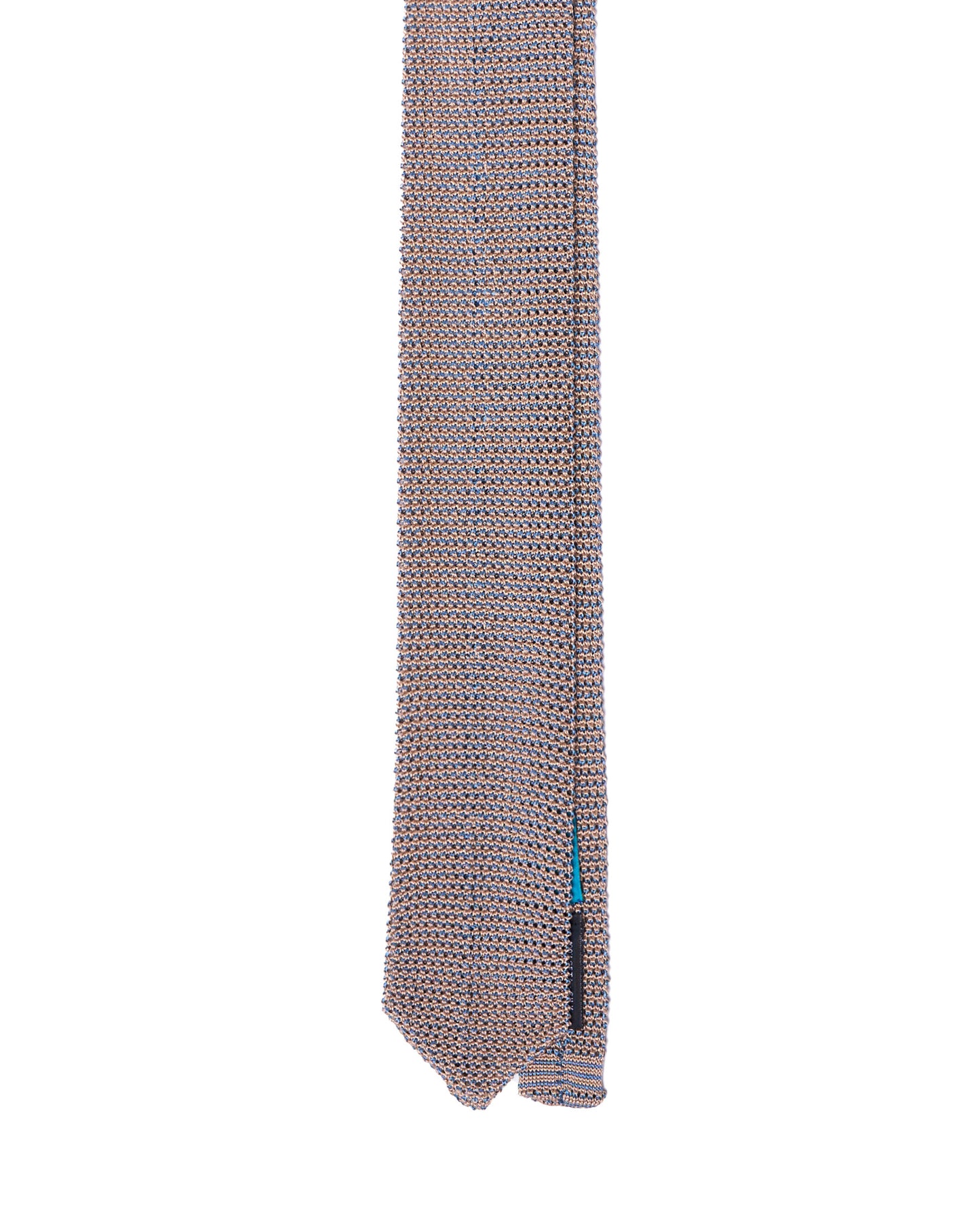 Knitted tie - Cream with Azzuro blue