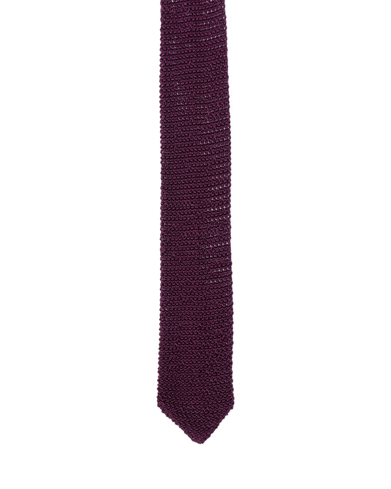 Knitted tie - Plain burgundy