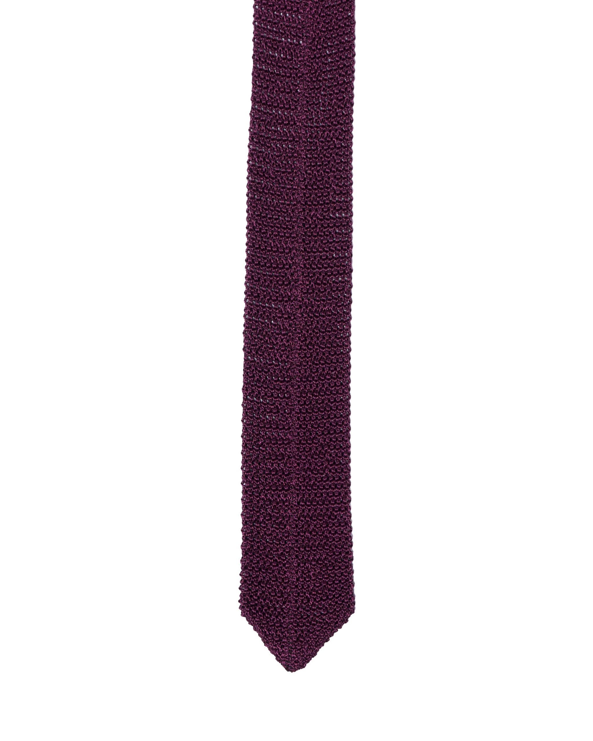 Knitted tie - Plain burgundy