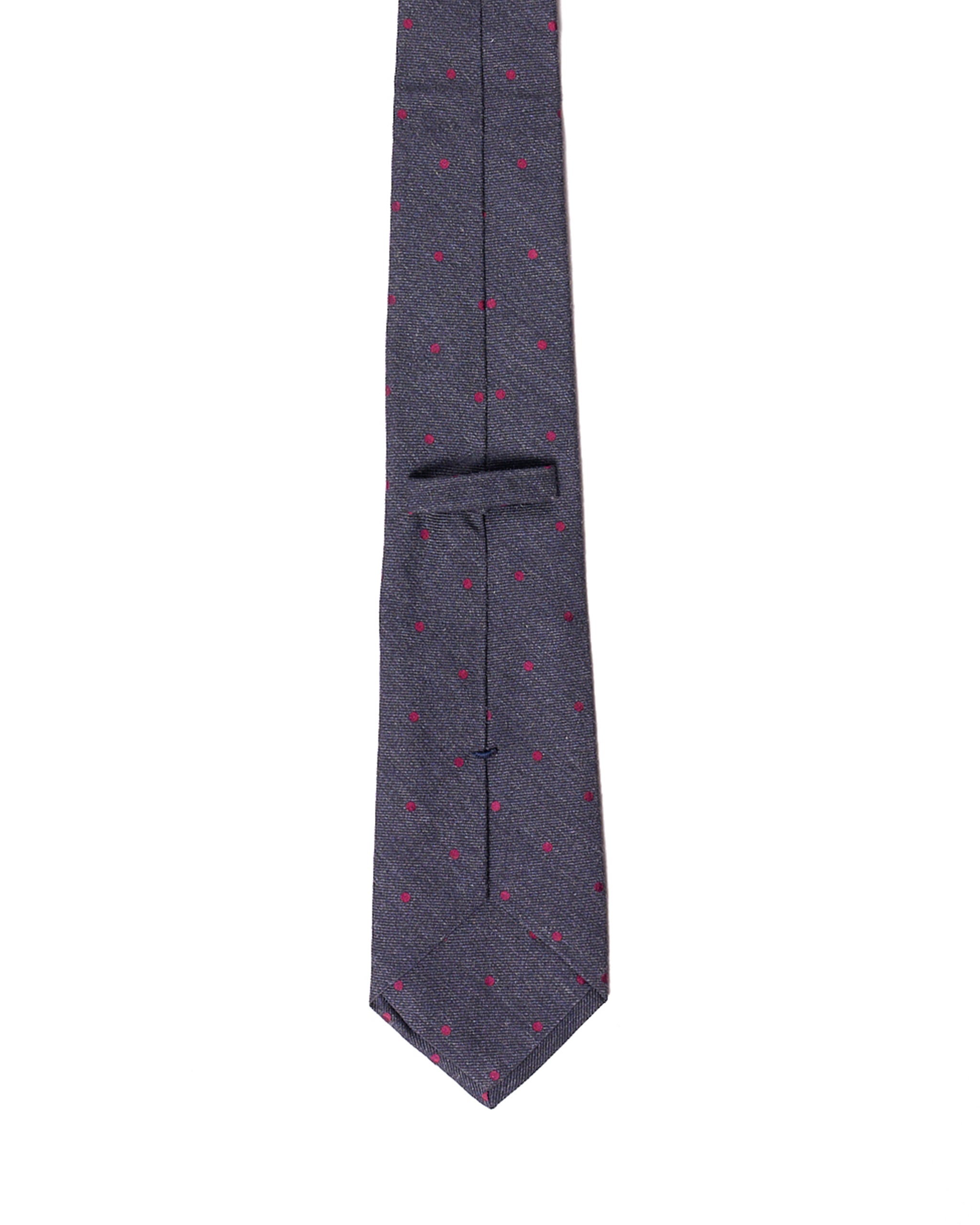 Jacquard tie - 3 Fold - Grey with red polka dots