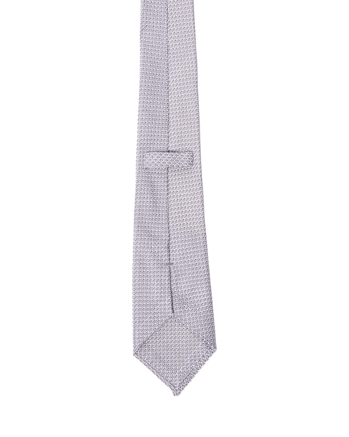 Grenadine tie - 3 Fold - Silver small grain