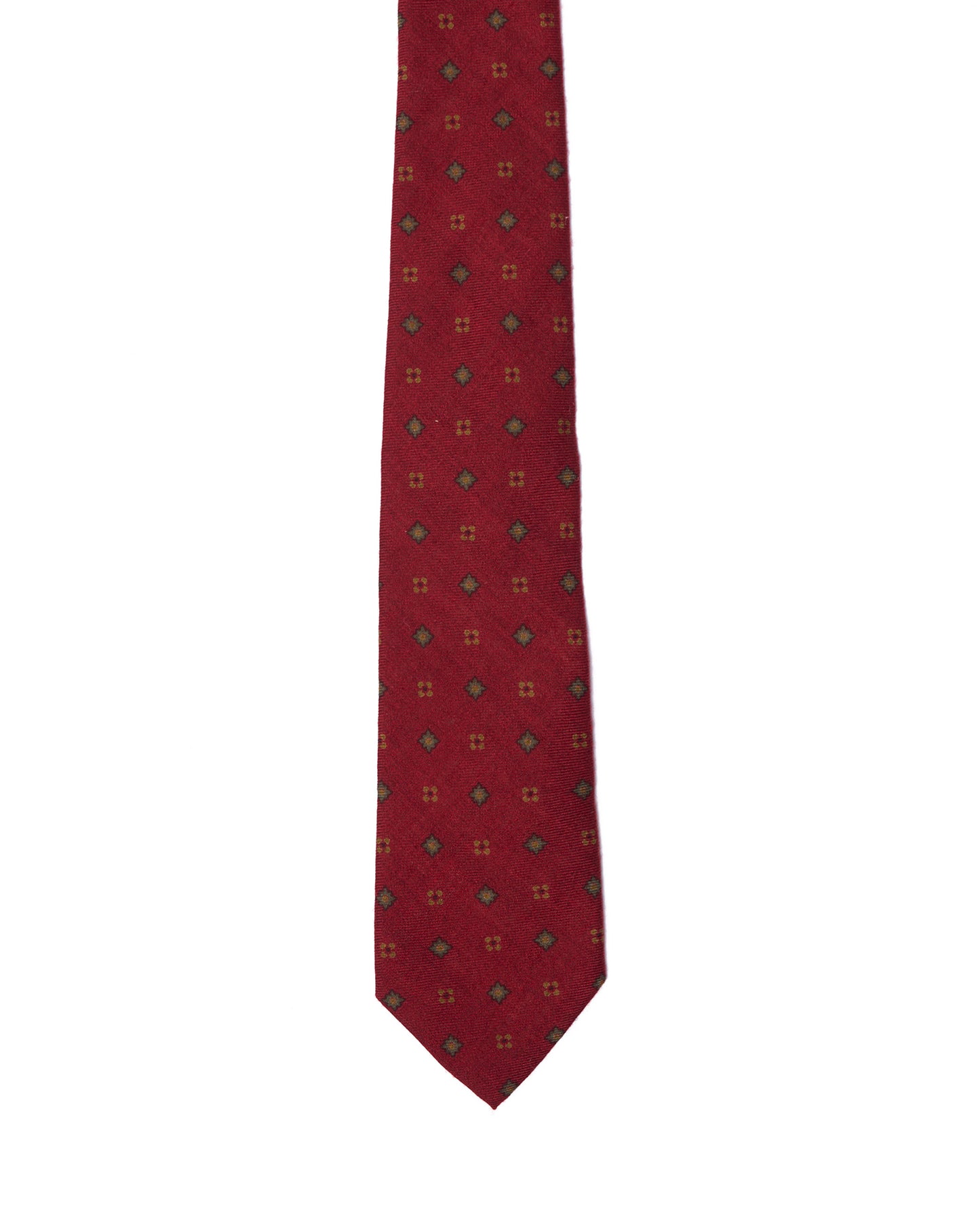 Printed tie - 3 Fold - Red with green and yellow motif