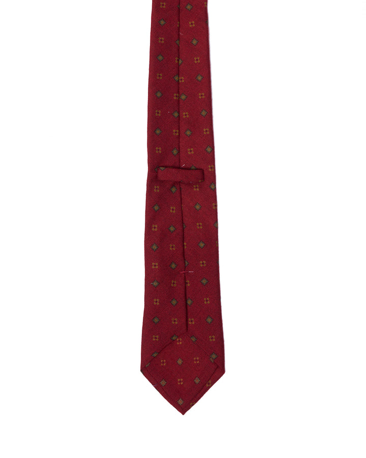 Printed tie - 3 Fold - Red with green and yellow motif