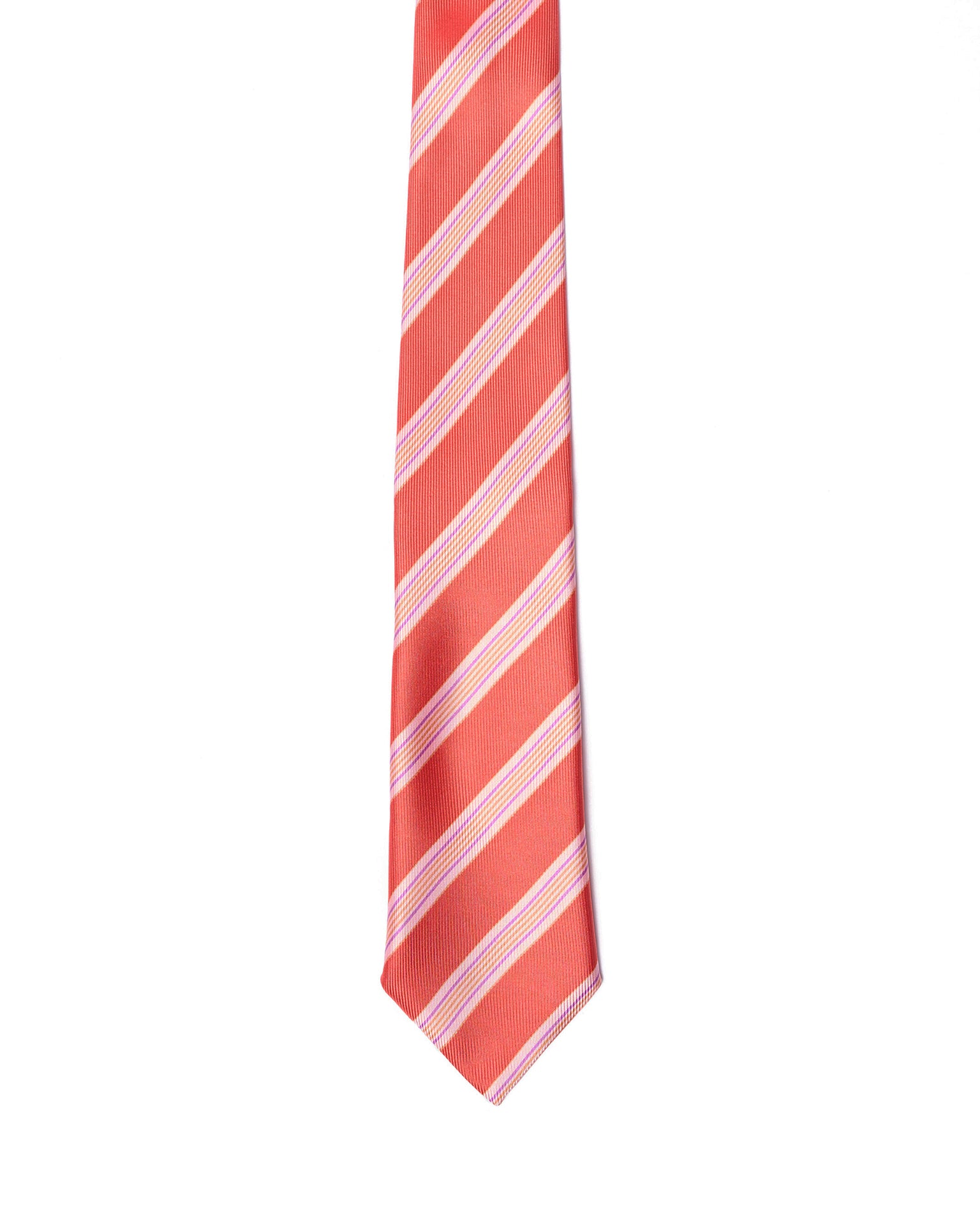 Printed Tie - 3 Fold - Orange and yellow regimental stripe