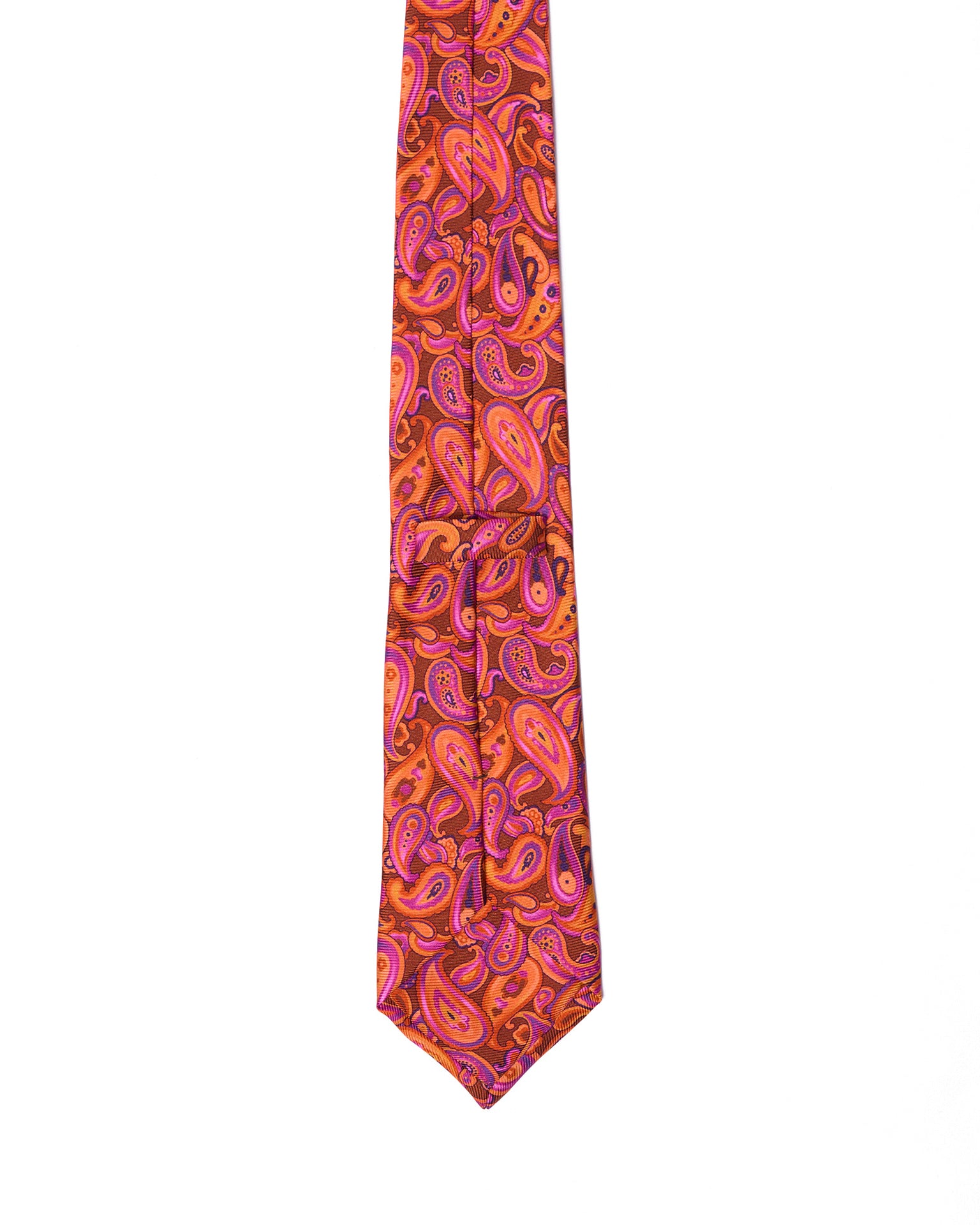 Printed tie - 3 Fold - Orange psychedelic gingham