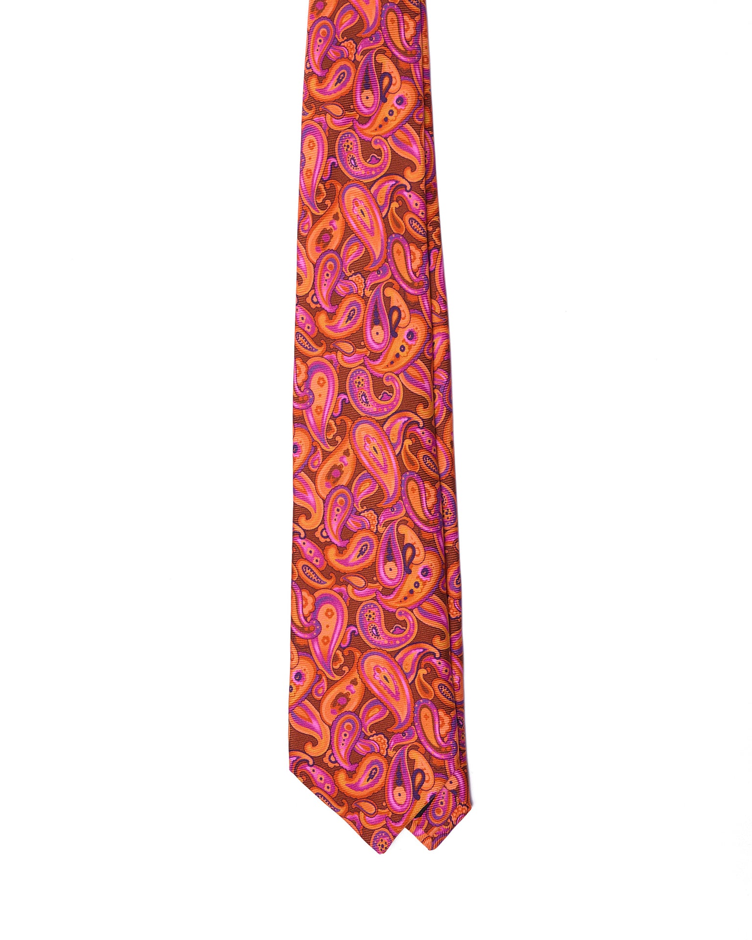 Printed tie - 3 Fold - Orange psychedelic gingham