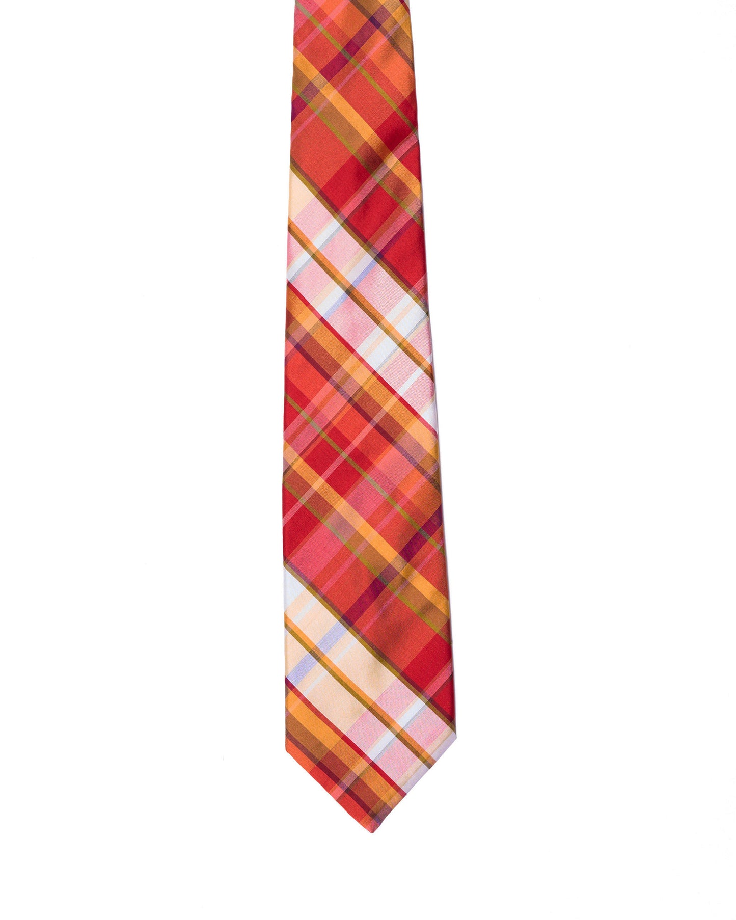 Printed Tie - 3 Fold - Red and colorful plaid