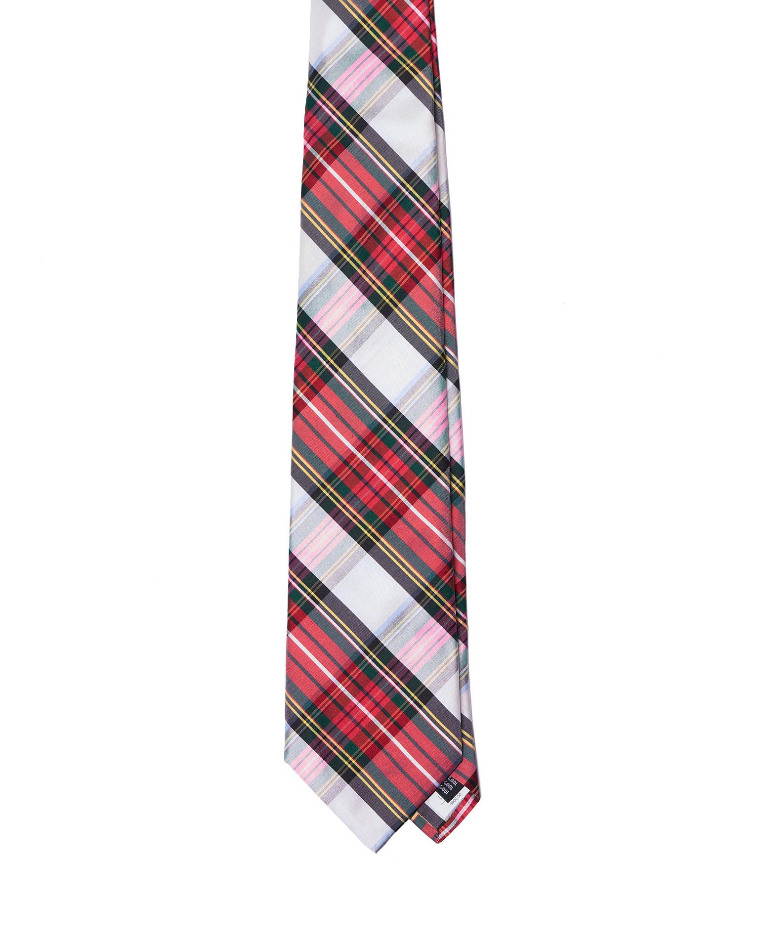 Printed Tie - 3 Fold - Red, white and green plaid