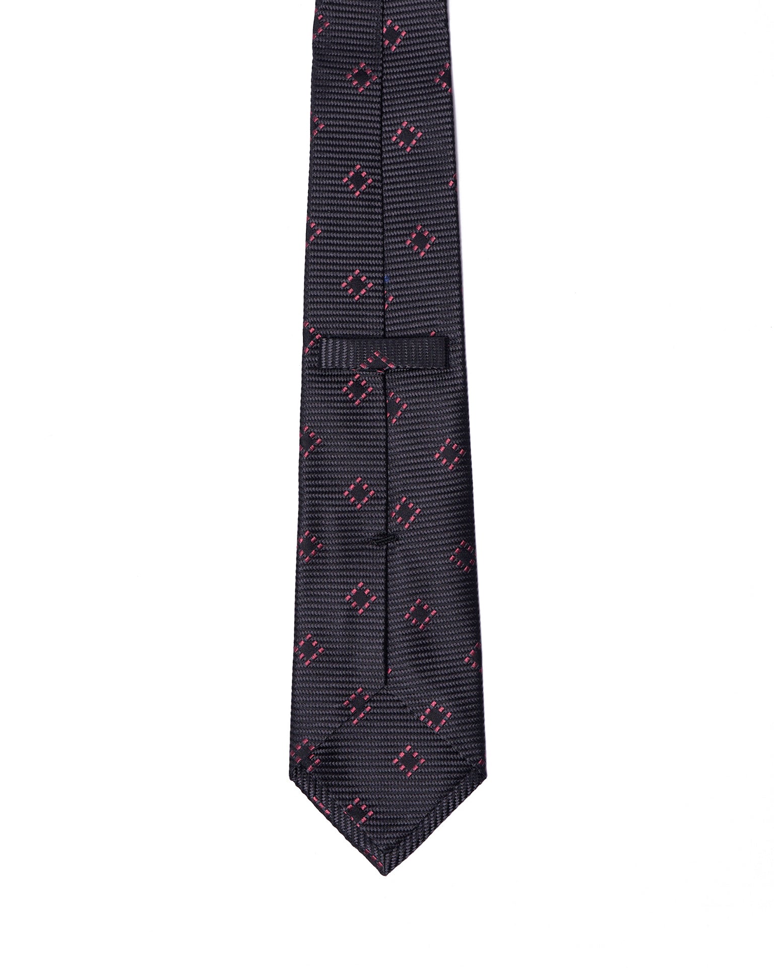 Jacquard tie - 3 Fold - Grey with pink motif