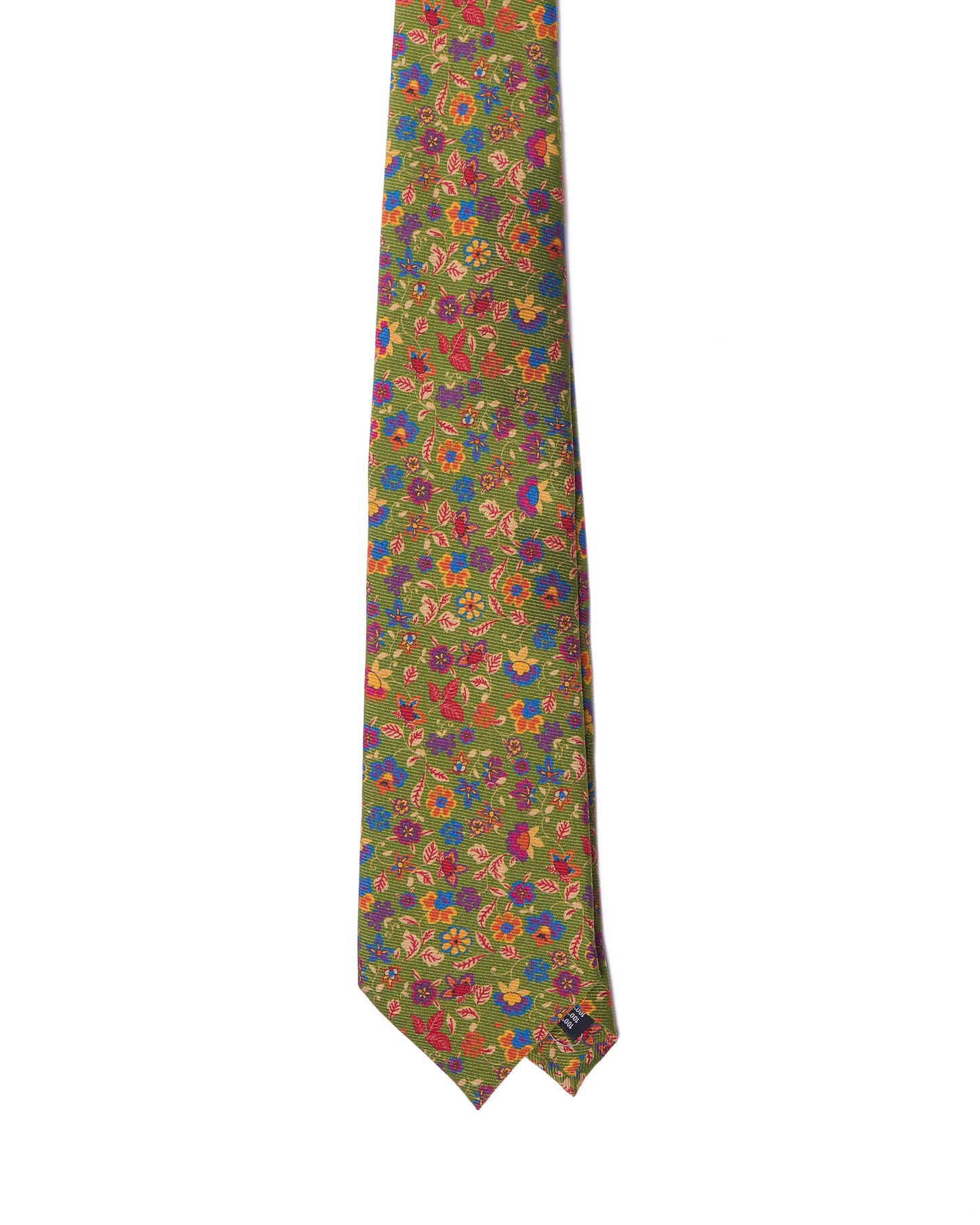 Printed Tie - 3 Fold - Light green with floral motif