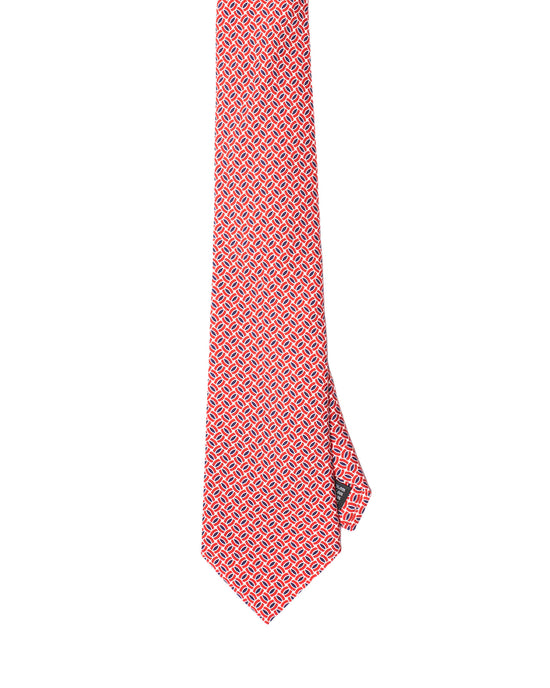 Printed Tie - 3 Fold - Red, black and white geometry