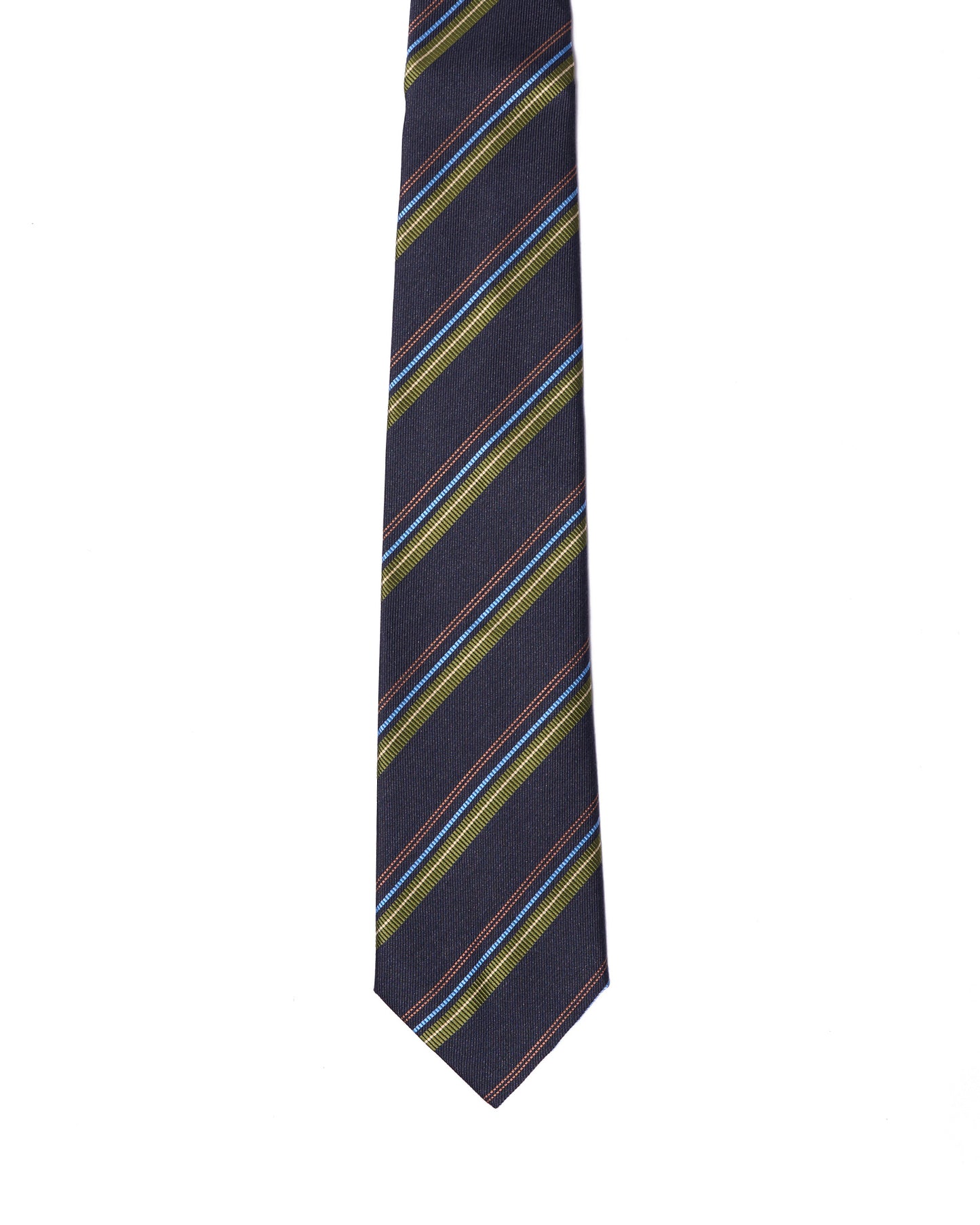 Jacquard tie - 3 Fold - Charcoal with grey, blue and orange stripe