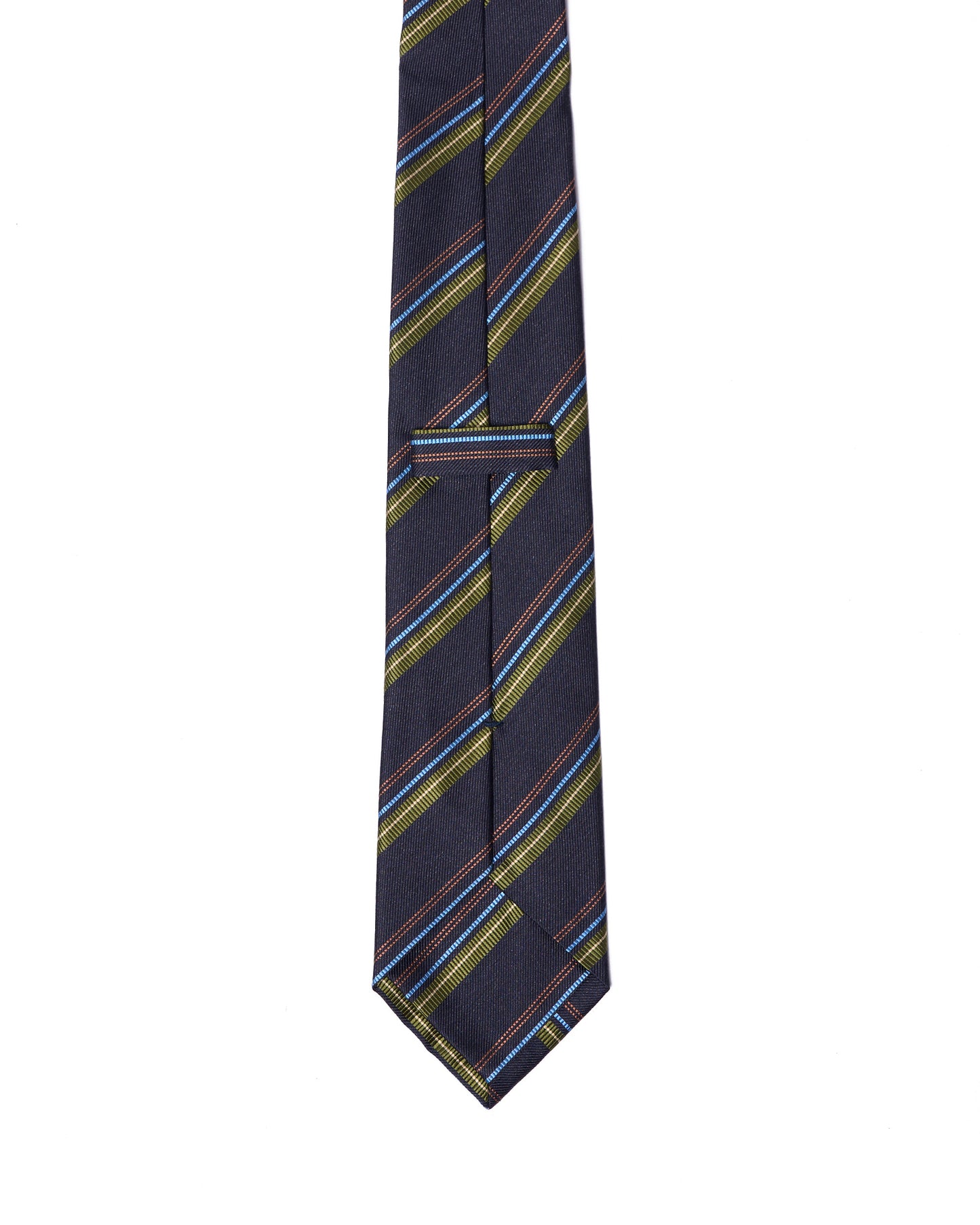 Jacquard tie - 3 Fold - Charcoal with grey, blue and orange stripe