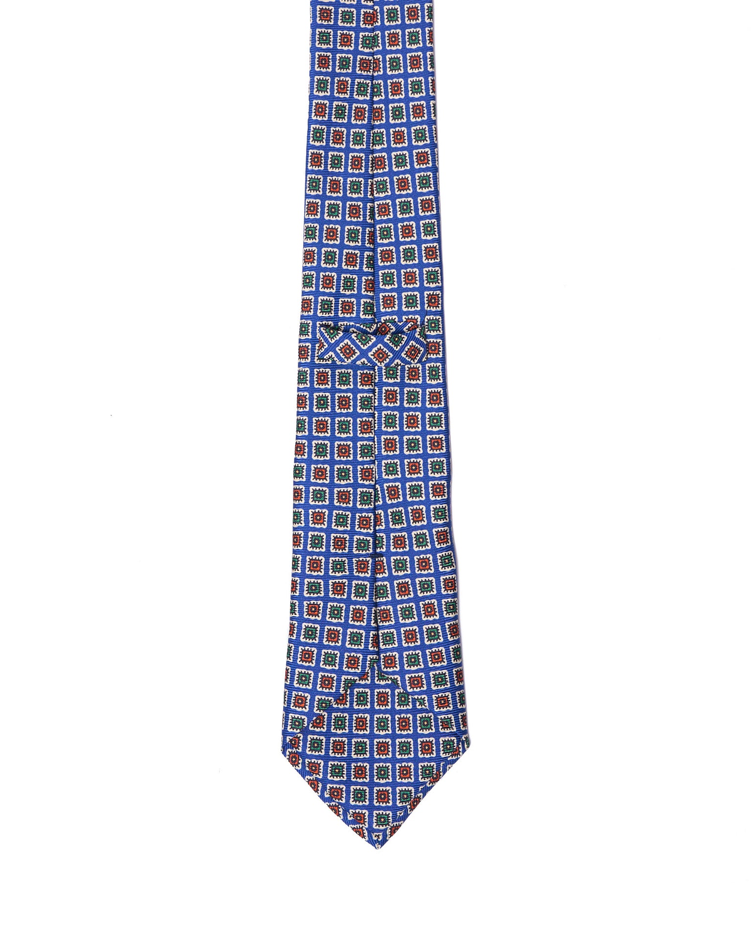 Printed Tie - 3 Fold - Blue with green and orange motif