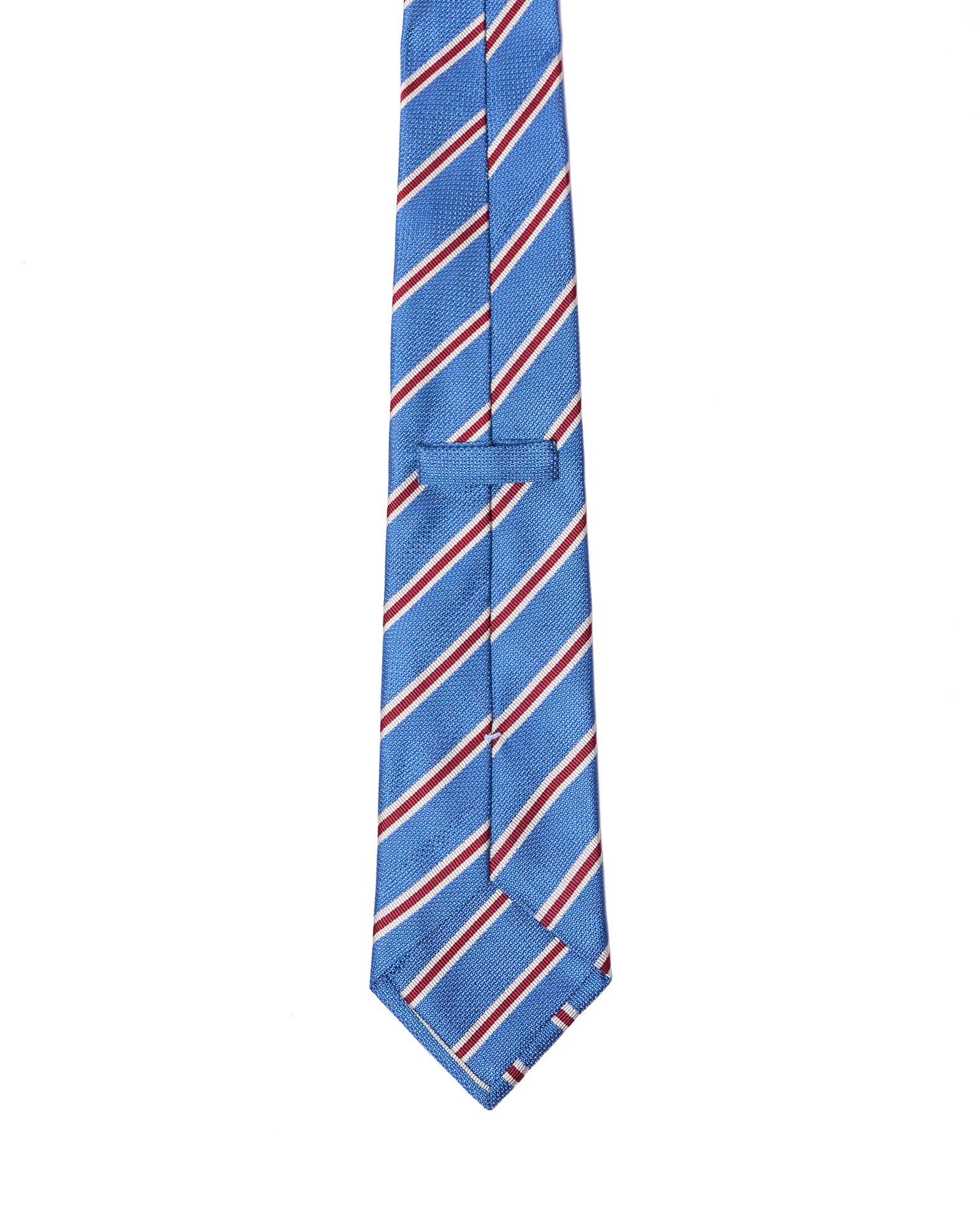 Grenadine tie - 3 Fold - Sky blue with red and white stripe