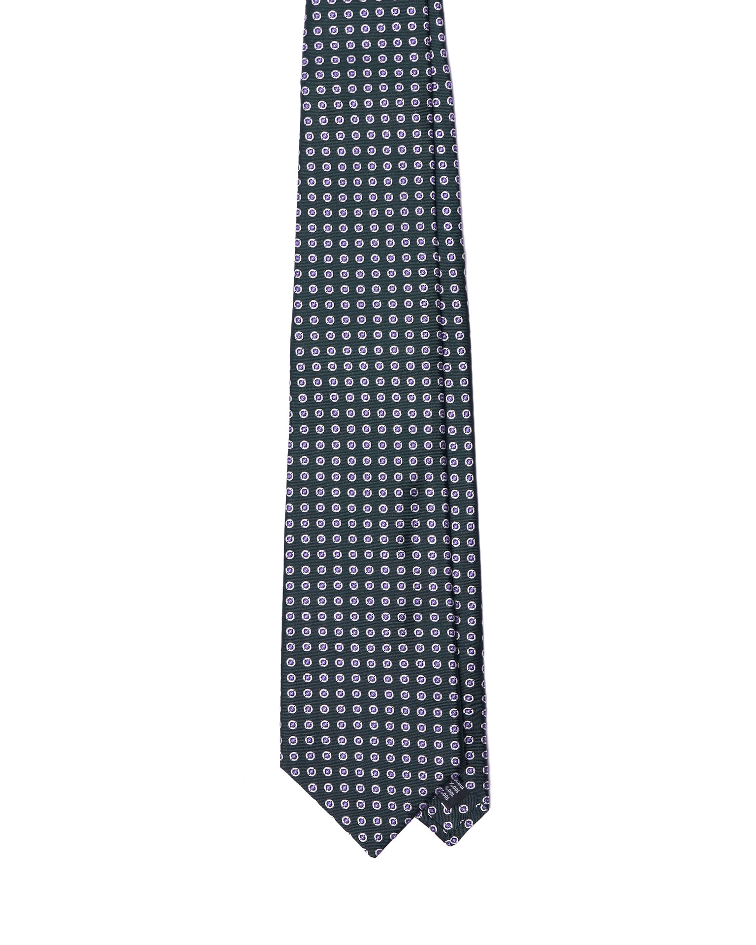 Printed Tie - 3 Fold - Dark green with purple motif