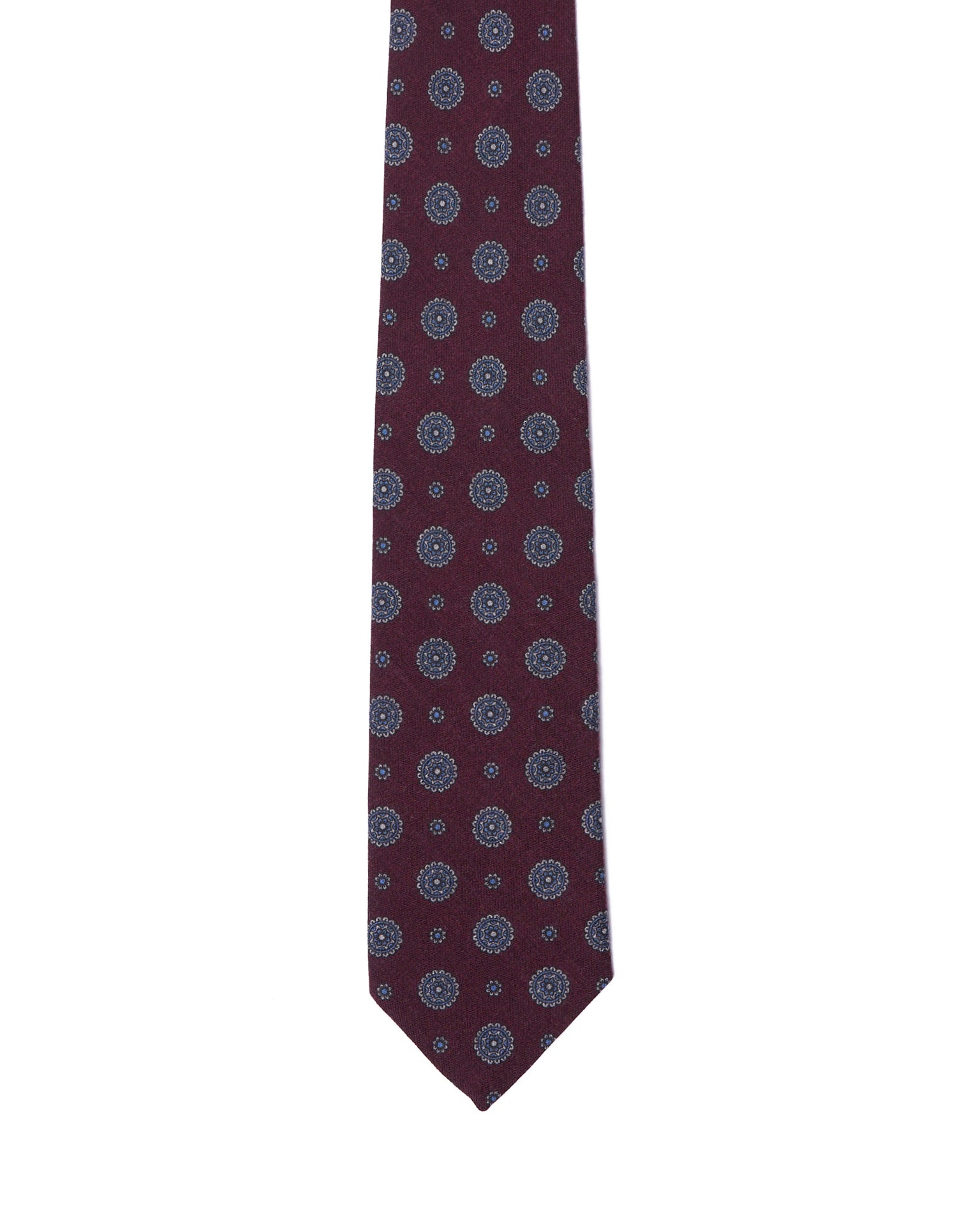 Printed tie - 3 Fold - Brown with light grey medallion motif