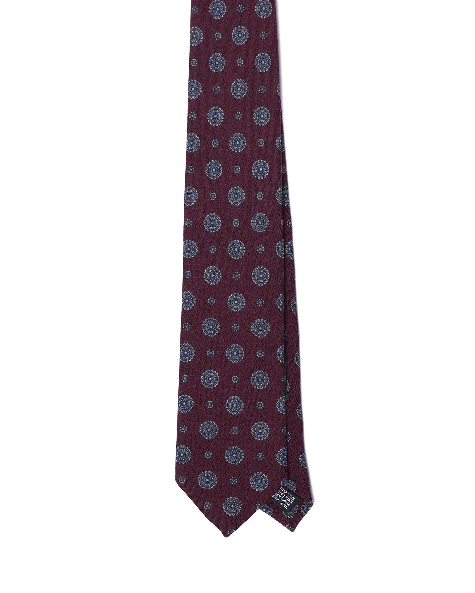 Printed tie - 3 Fold - Brown with light grey medallion motif