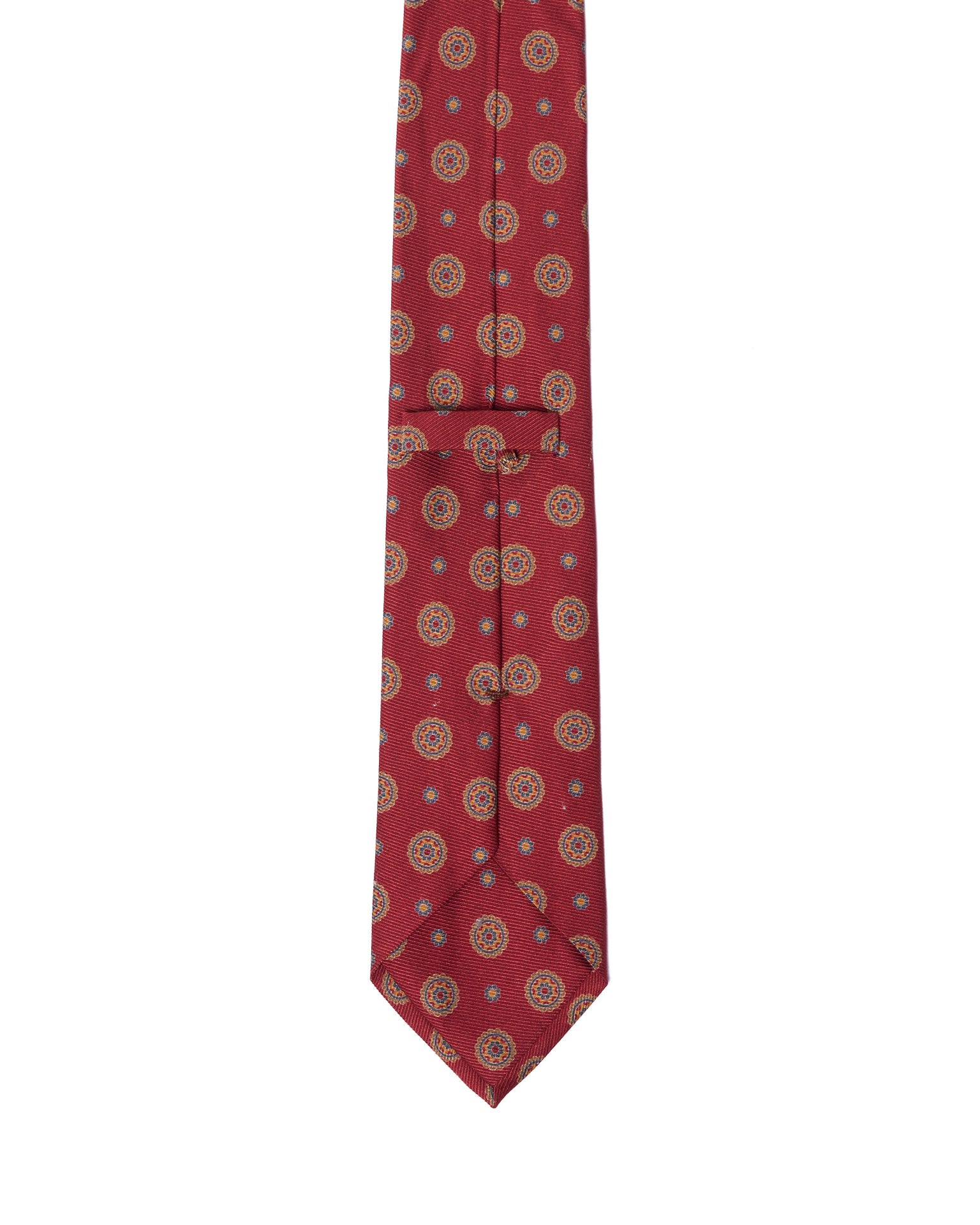 Printed Tie - 3 Fold - Red with yellow medallion motif