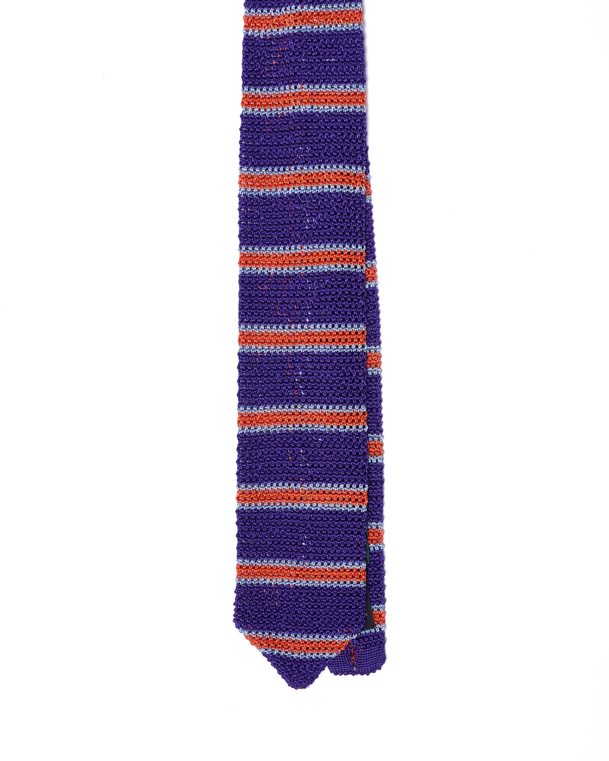 Knitted tie - Purple with orange stripe