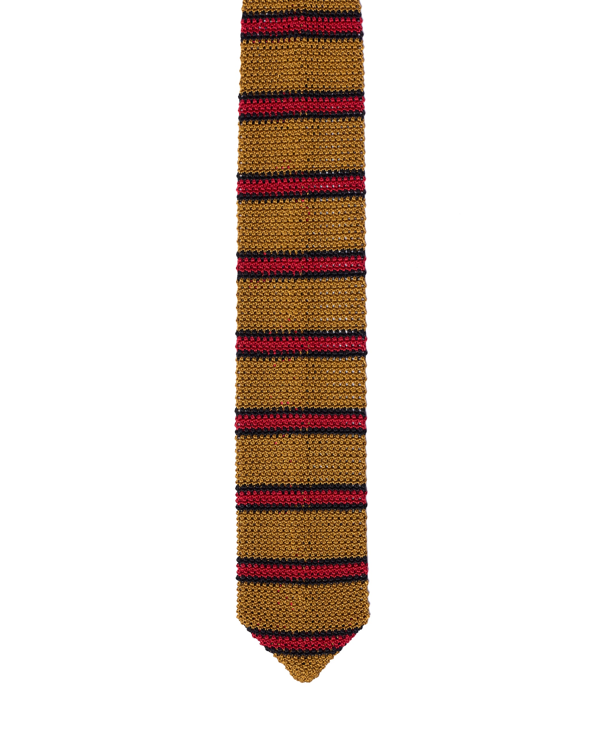 Knitted tie - Amber with red stripe