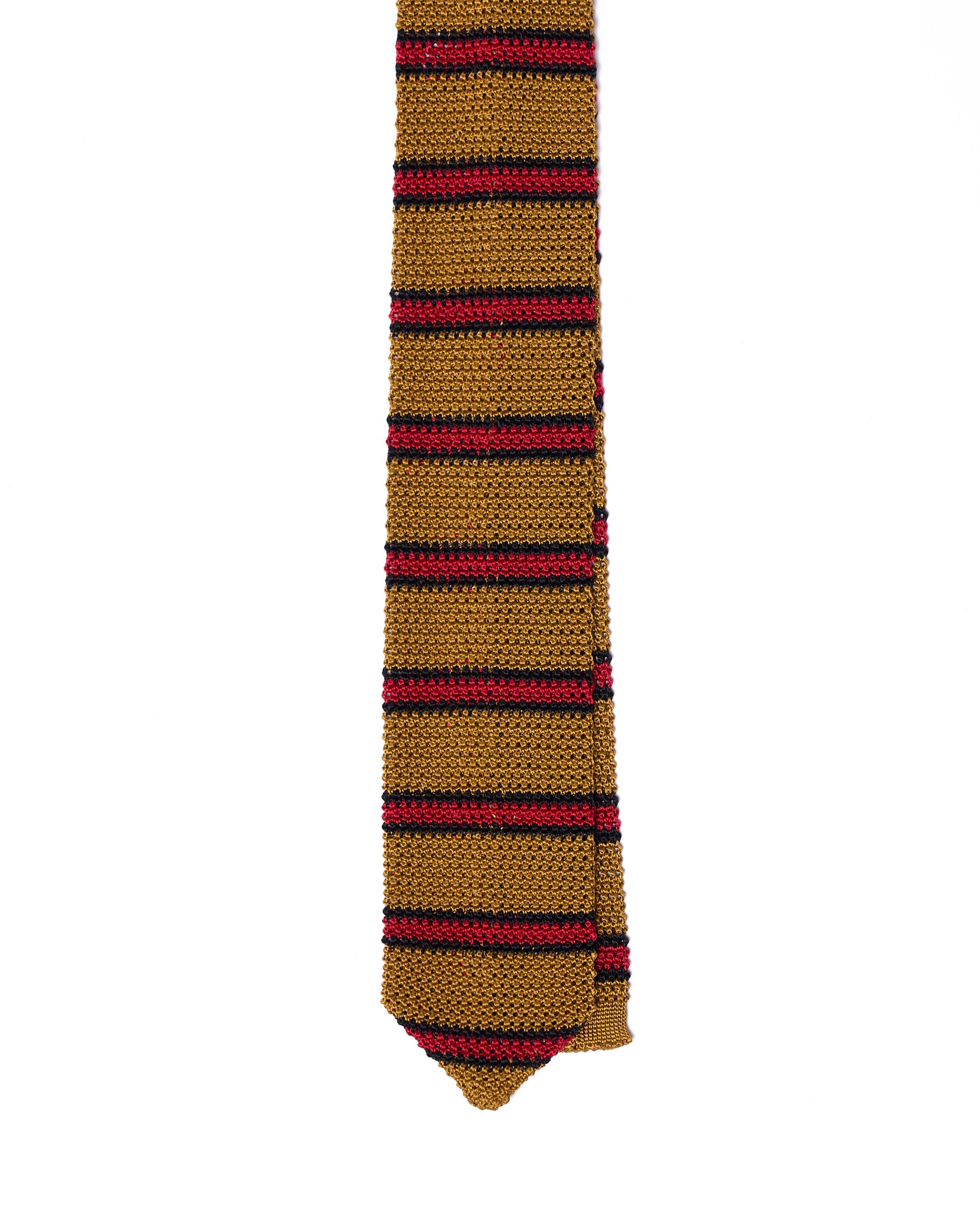 Knitted tie - Amber with red stripe