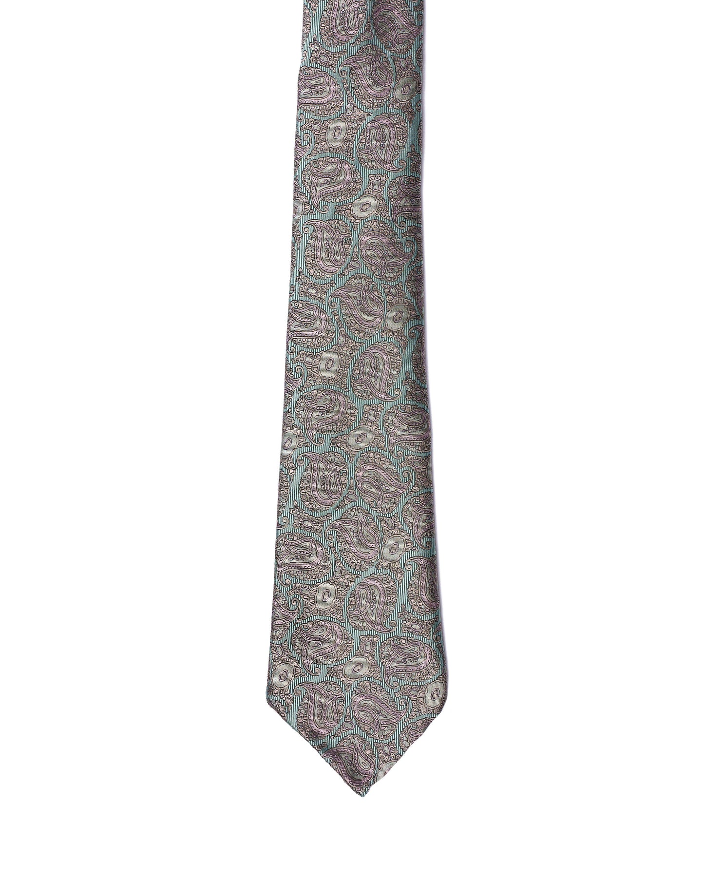 Jacquard tie - 7 Fold - Pink gingham with turquoise blue