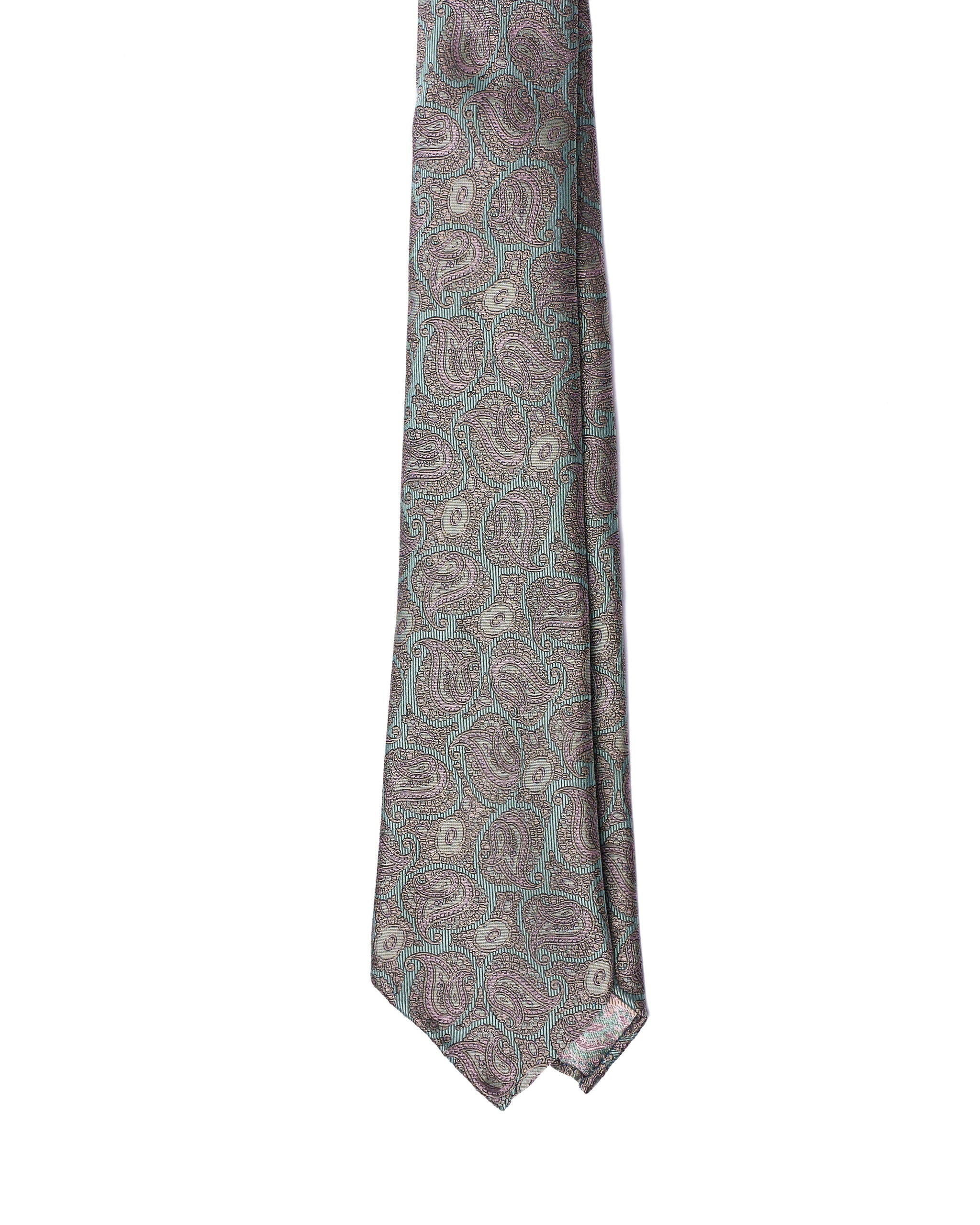 Jacquard tie - 7 Fold - Pink gingham with turquoise blue