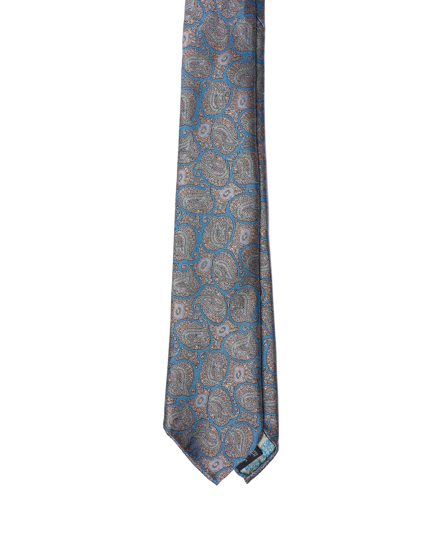 Jacquard tie - 7 Fold - Turquoise gingham with ocean blue