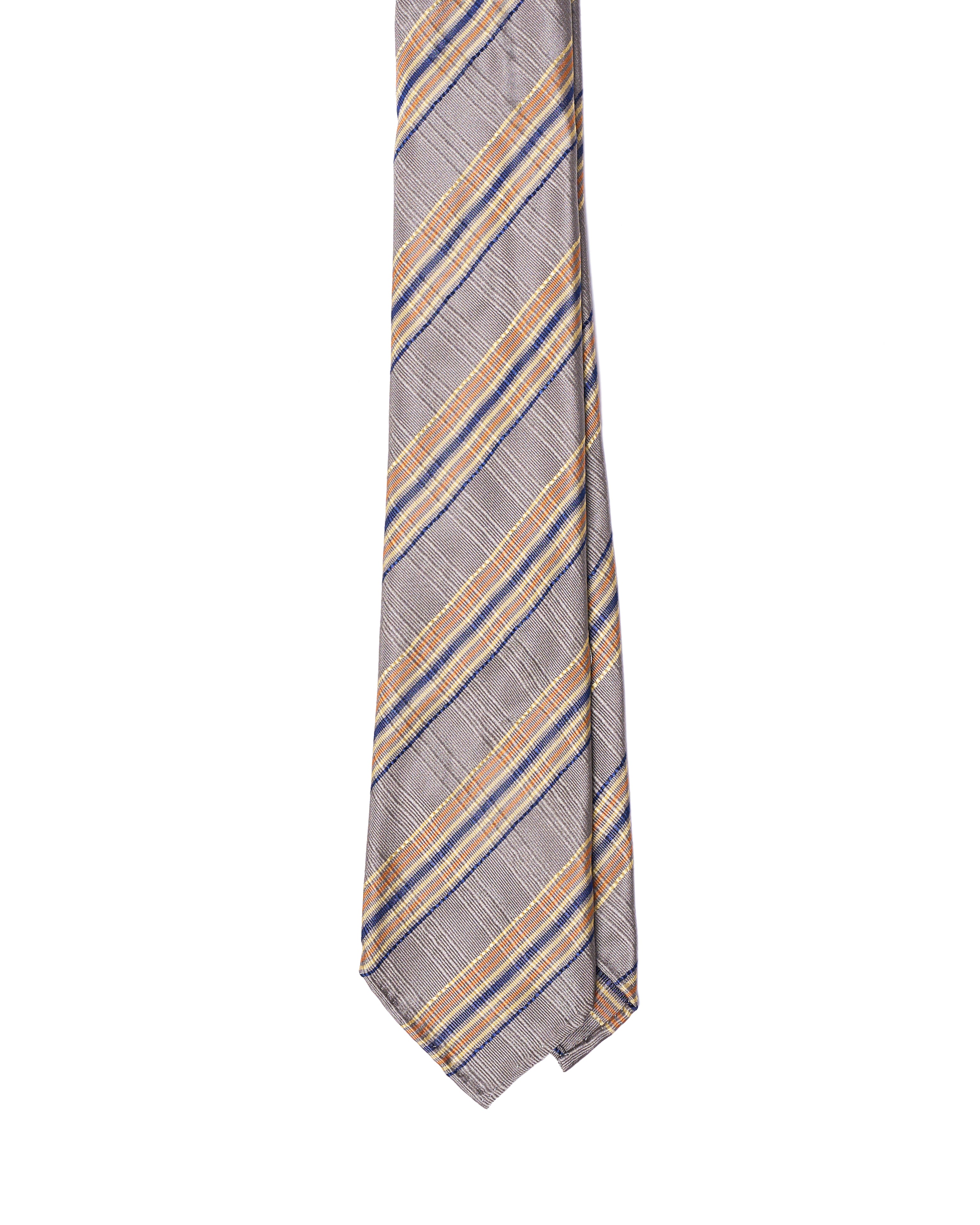 Jacquard tie - 7 Fold - Yellow stripe with grey