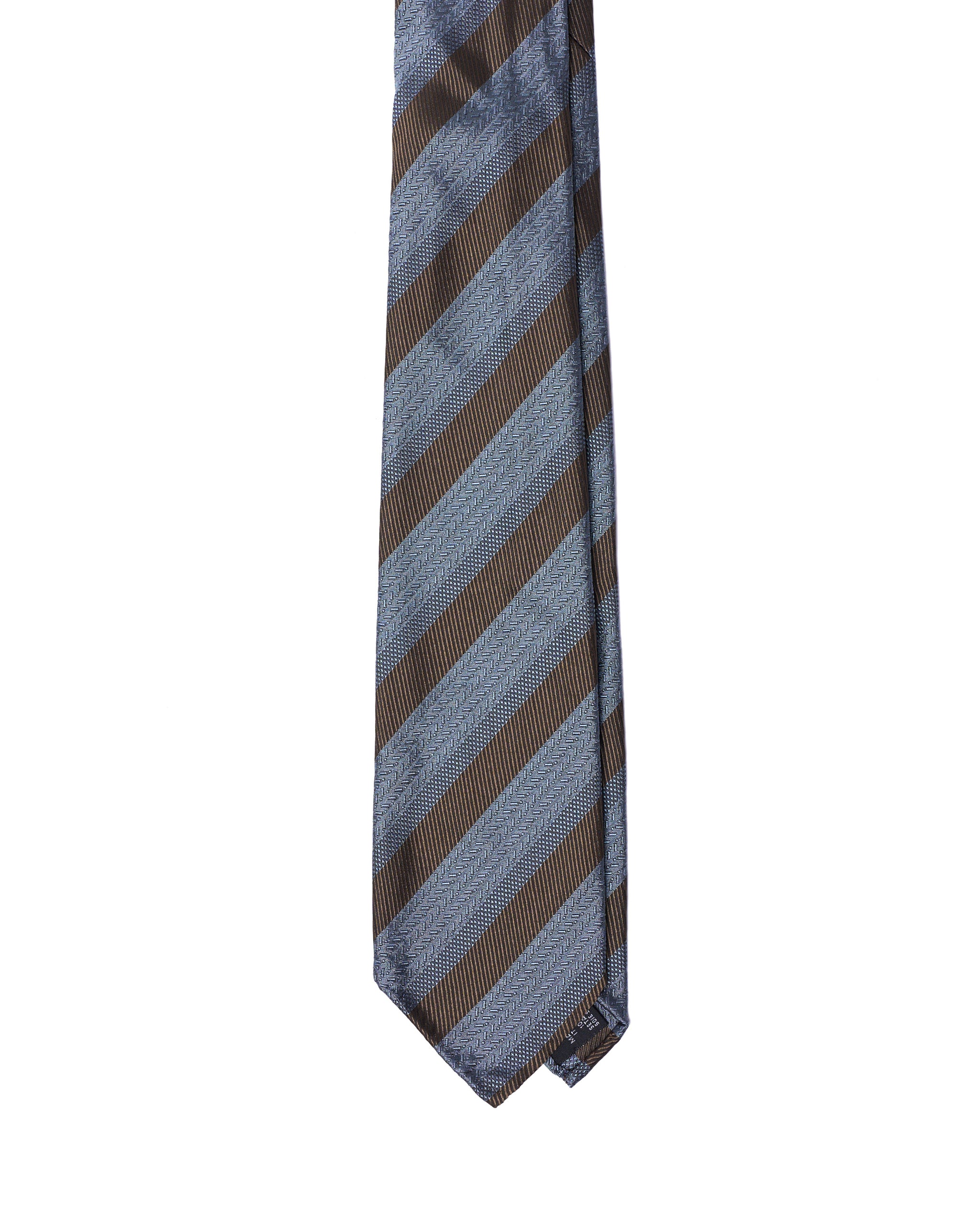 Jacquard tie - 7 Fold - Olive stripe with ocean blue