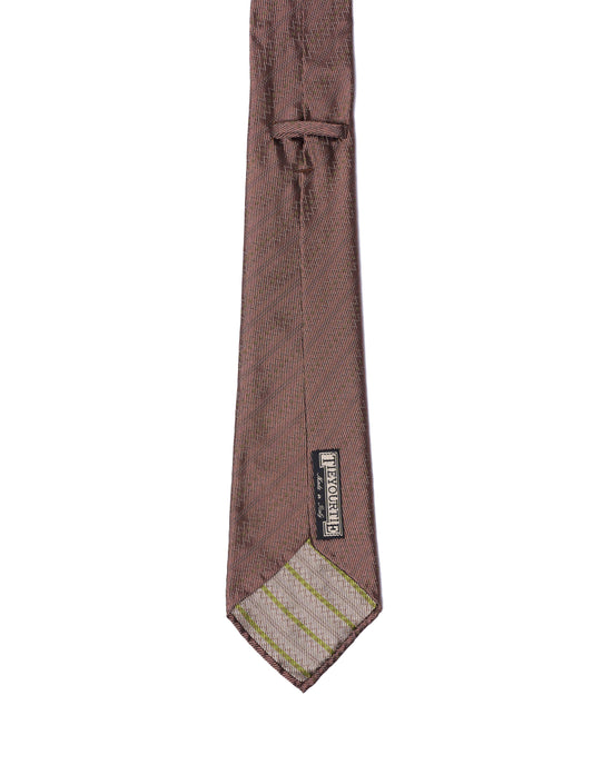 Jacquard tie - 7 Fold - Rose gold with amber line