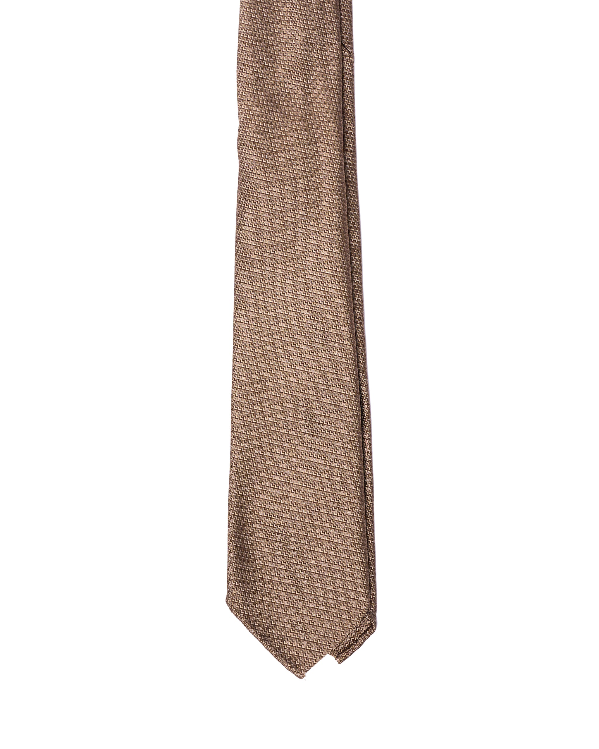 Grenadine tie - 7 Fold - Plain amber fine weave