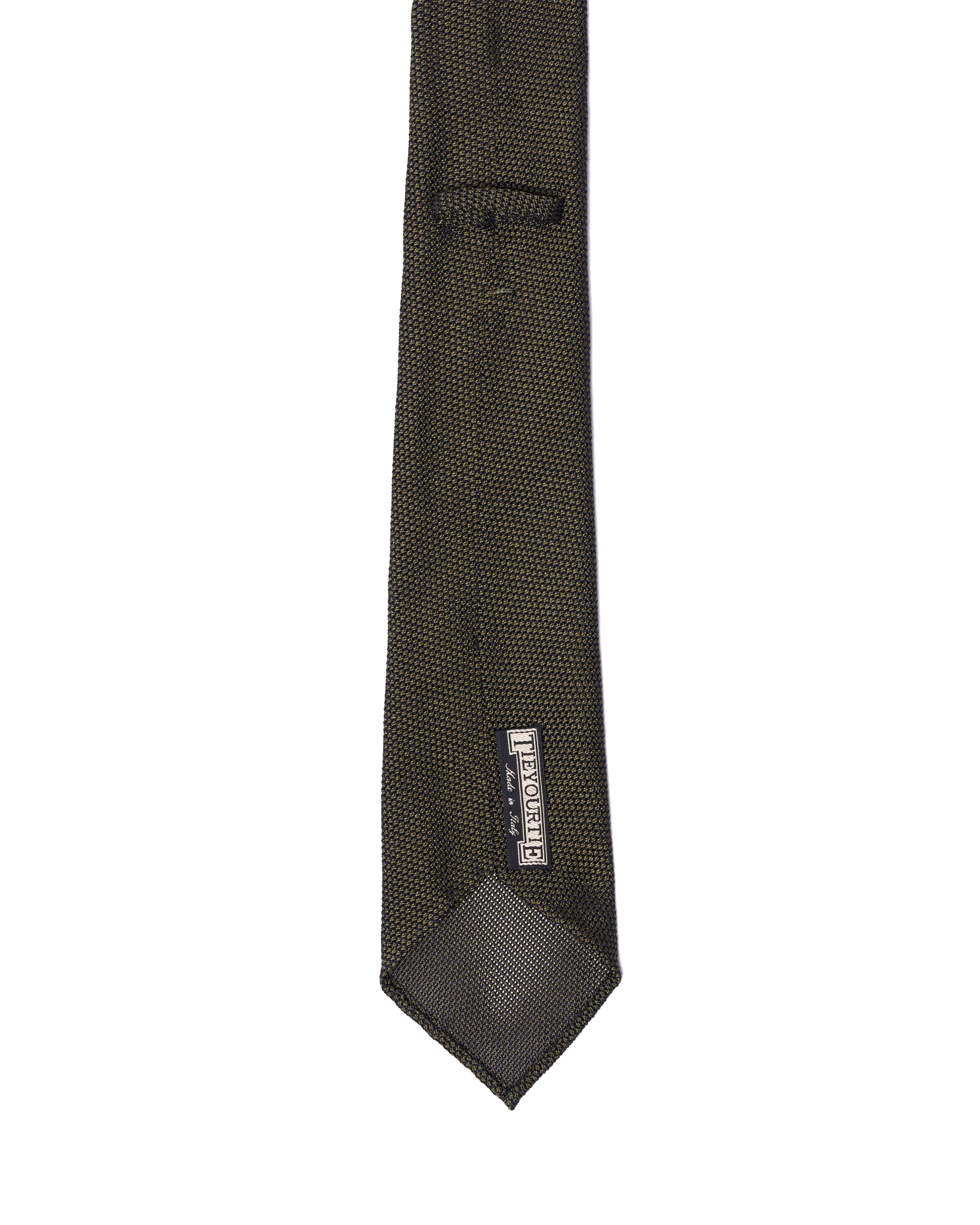 Grenadine tie - 7 Fold - Olive fine weave