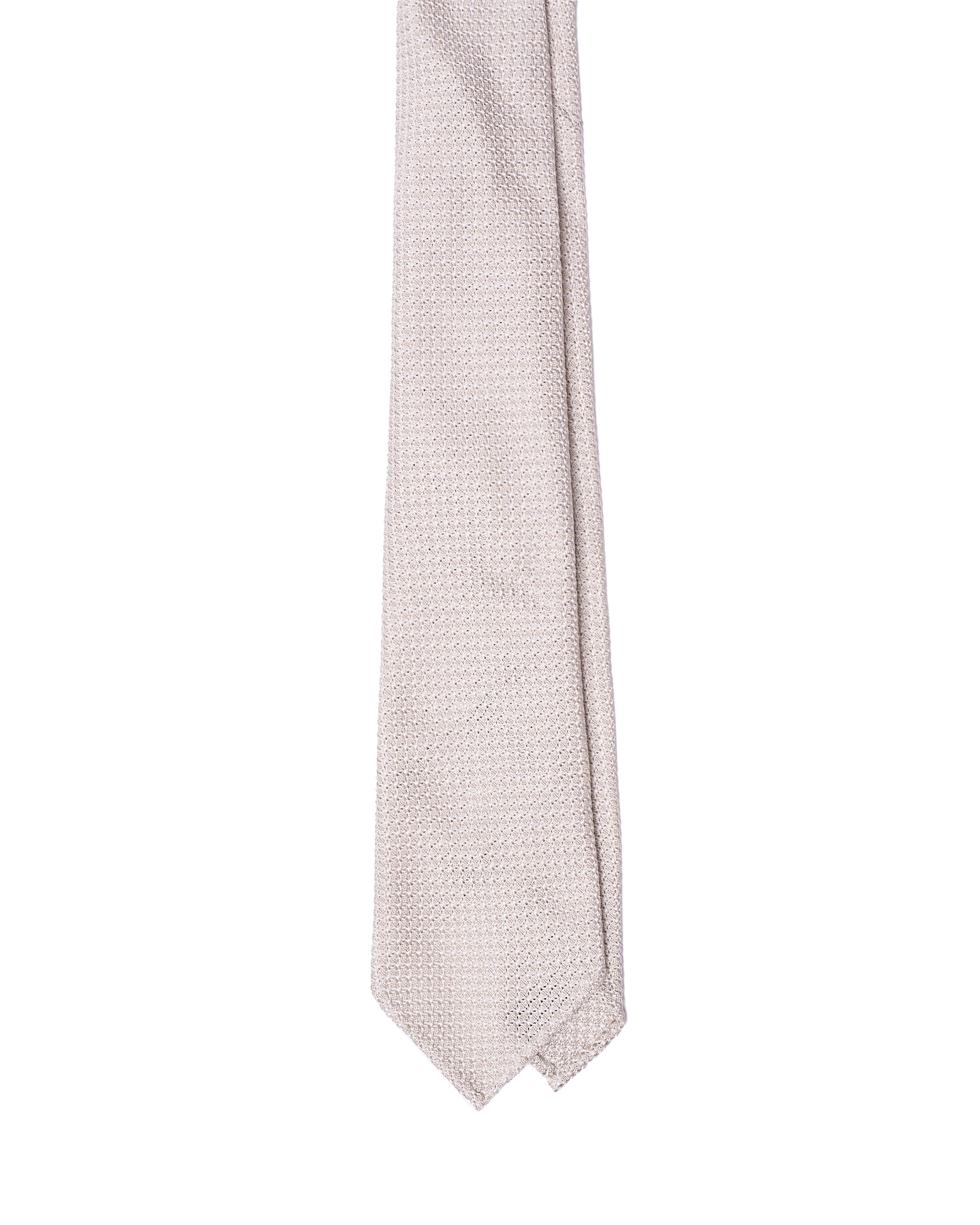 Grenadine tie - 7 Fold - Offwhite large weave