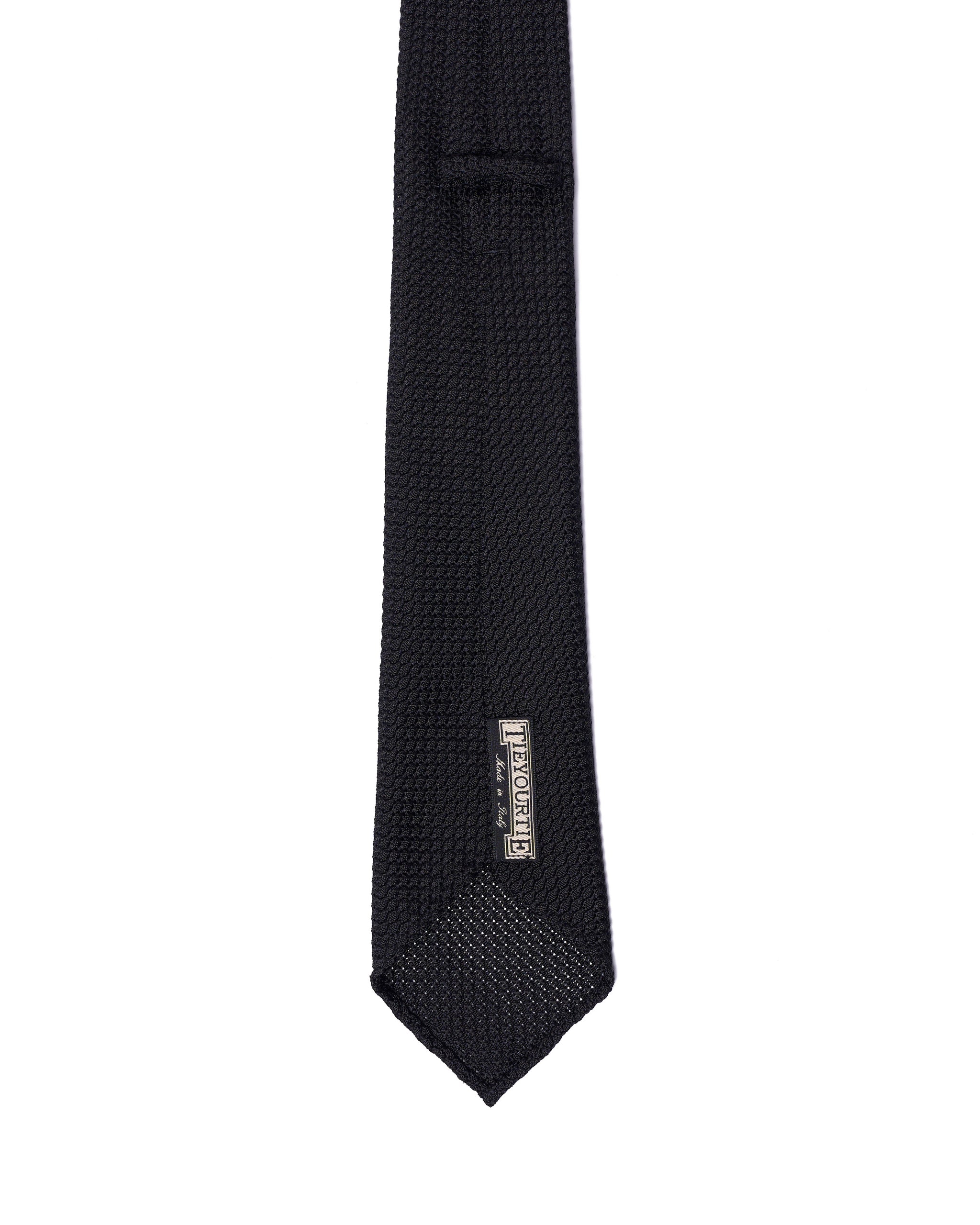 Grenadine tie - 7 Fold - Black large weave