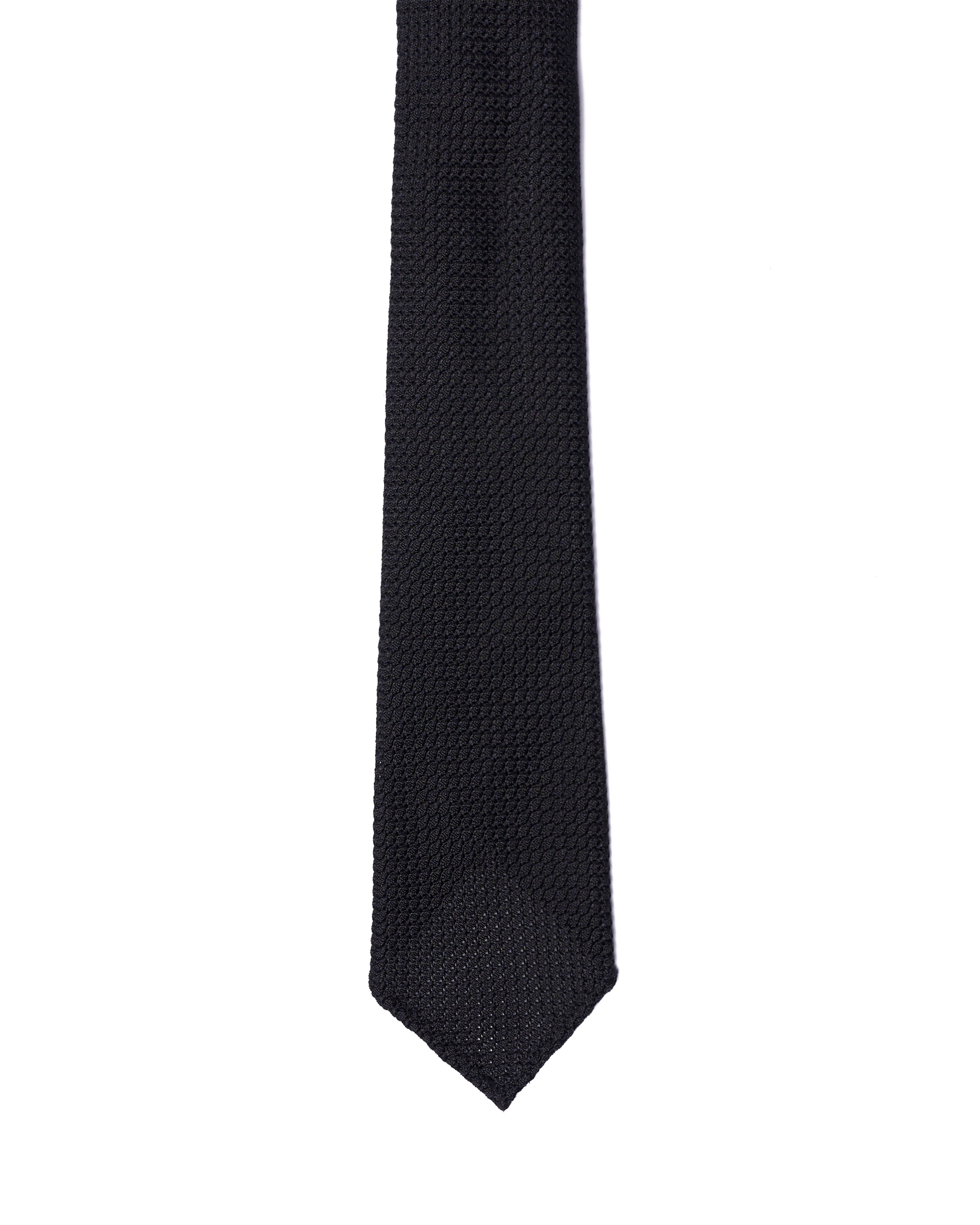 Grenadine tie - 7 Fold - Black large weave