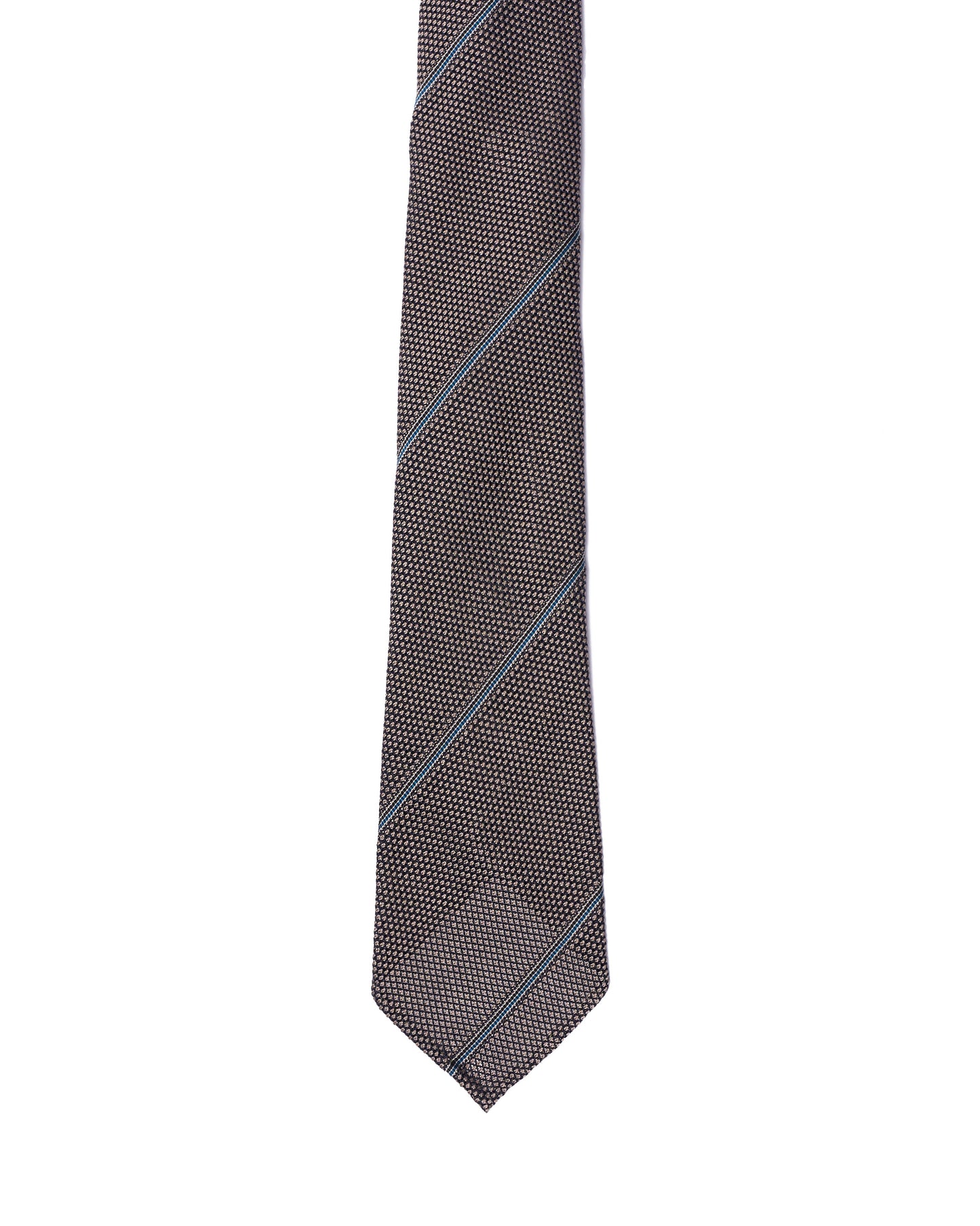 Grenadine tie - 7 Fold - Blue stripe with silver