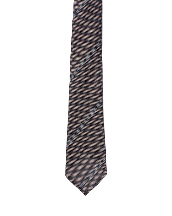 Grenadine tie - 7 Fold - Blue stripe with silver