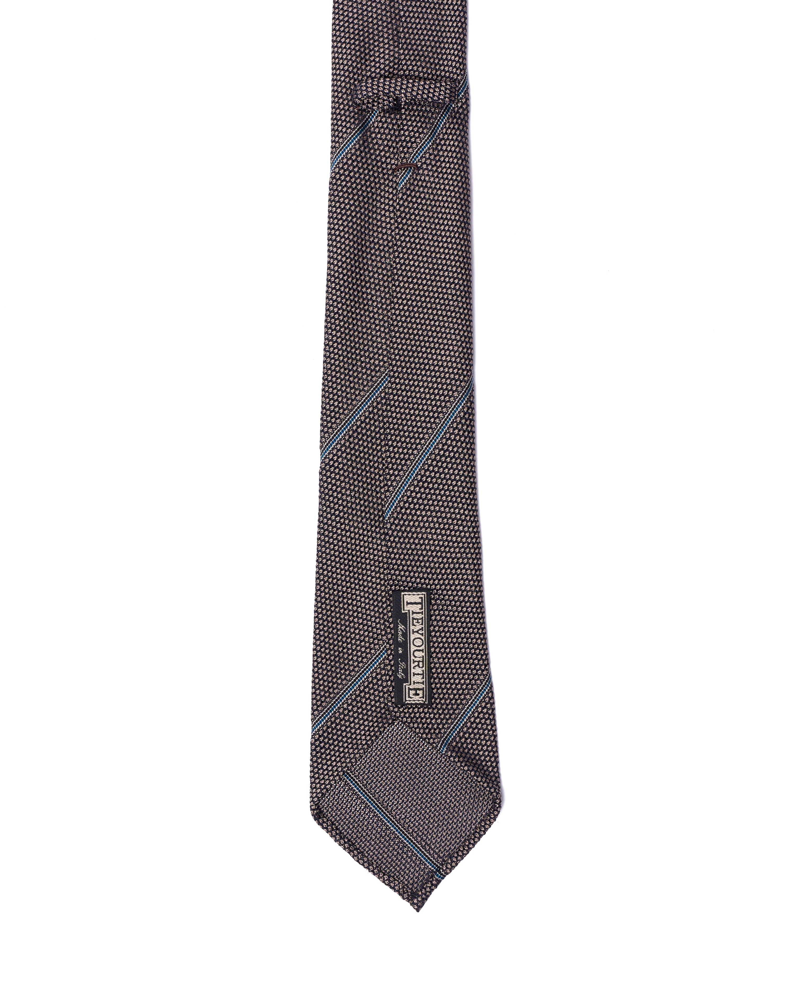 Grenadine tie - 7 Fold - Blue stripe with silver