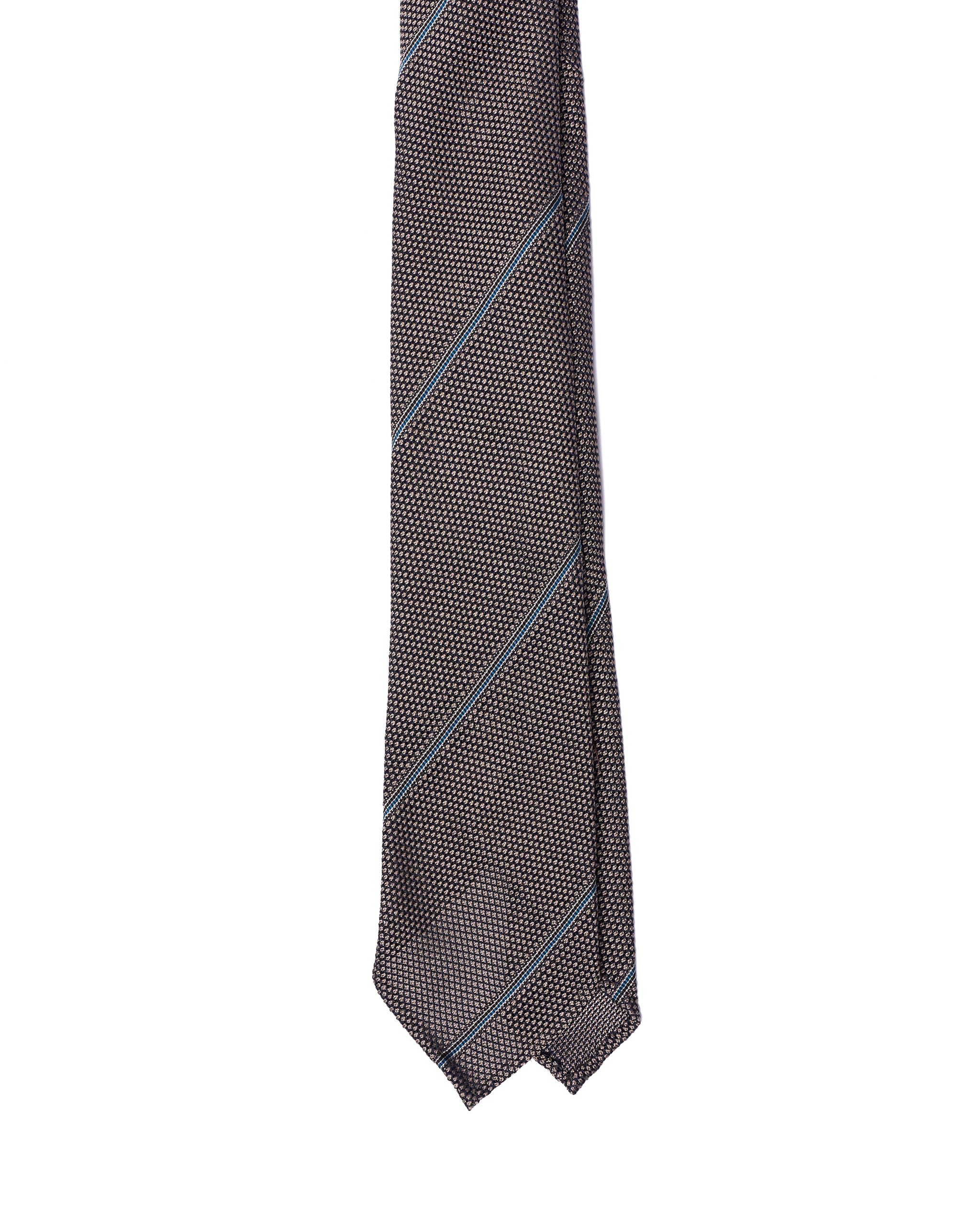 Grenadine tie - 7 Fold - Blue stripe with silver