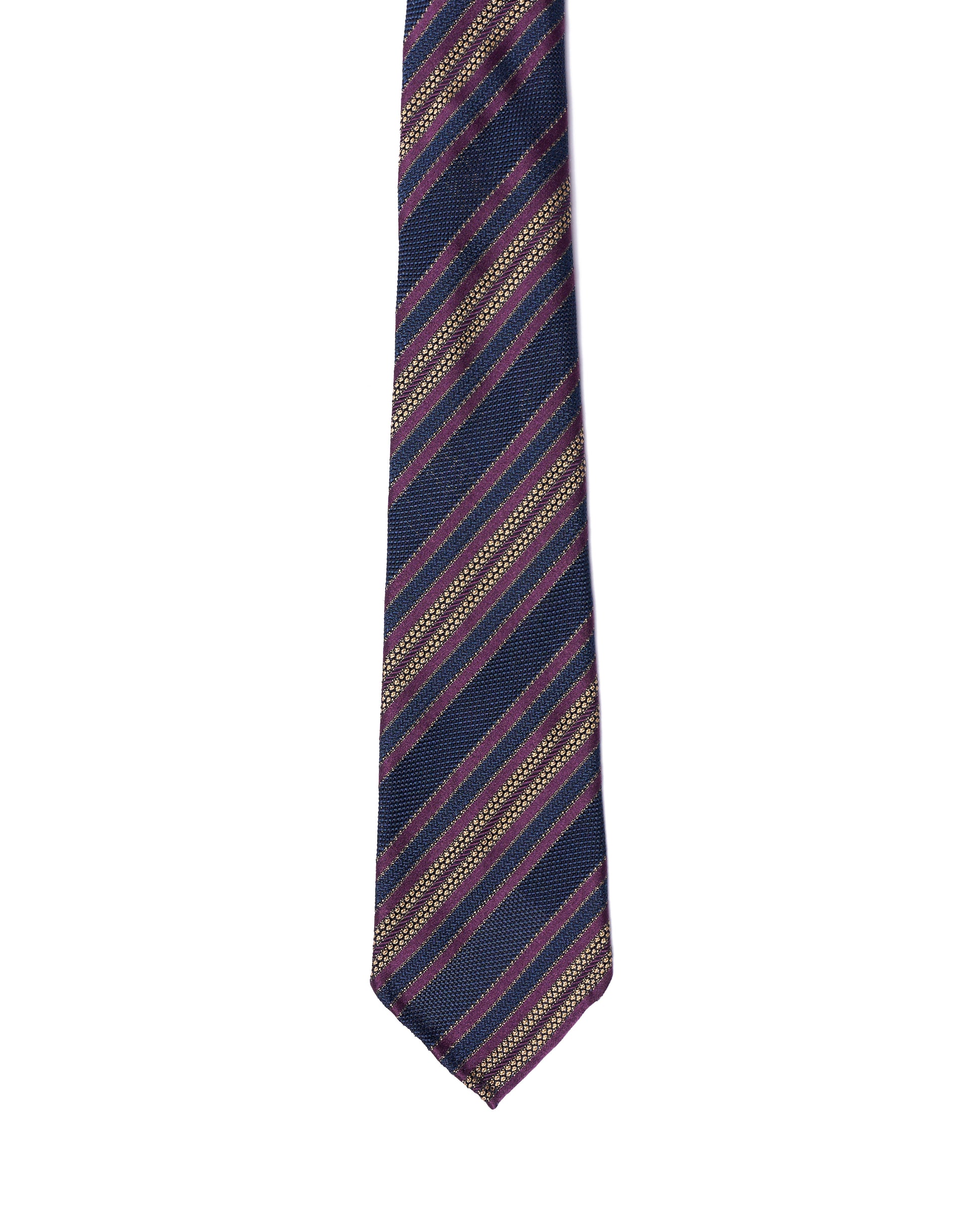 Grenadine tie - 7 Fold - Purple stripe with navy blue