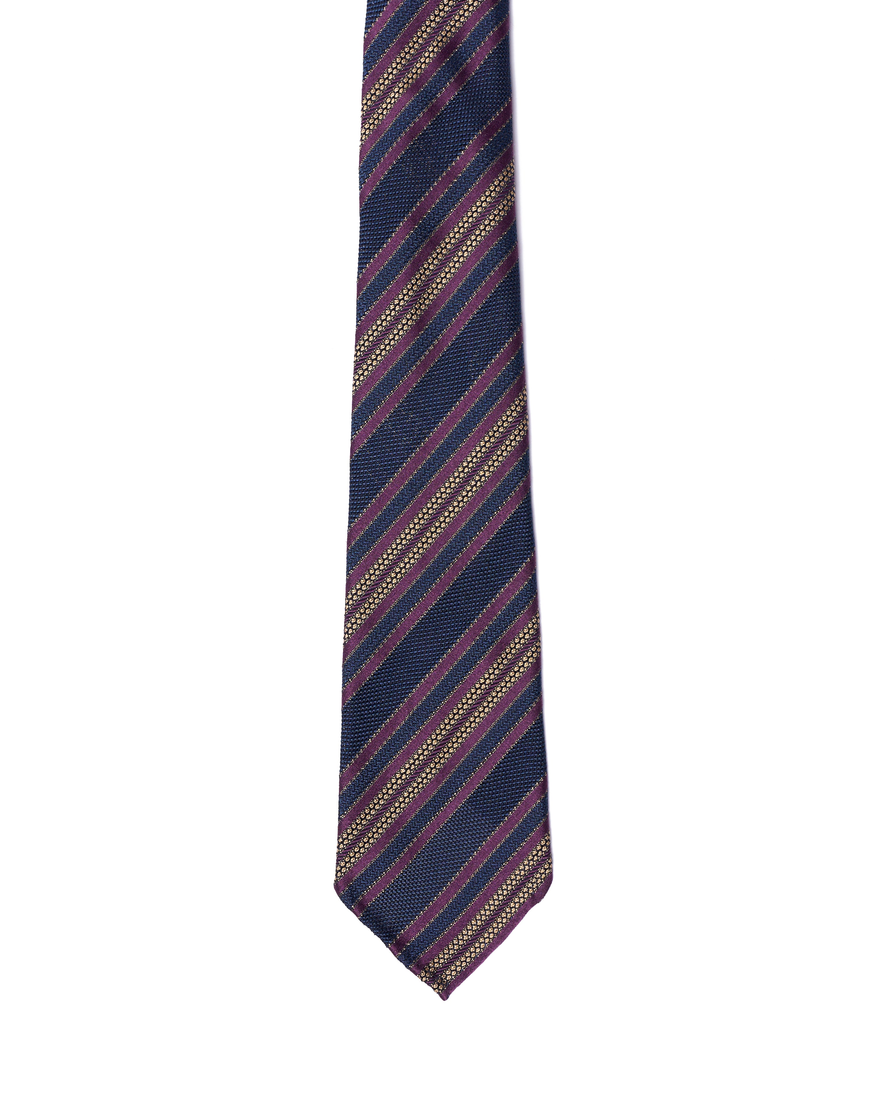 Grenadine tie - 7 Fold - Purple stripe with navy blue