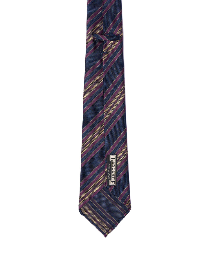 Grenadine tie - 7 Fold - Purple stripe with navy blue