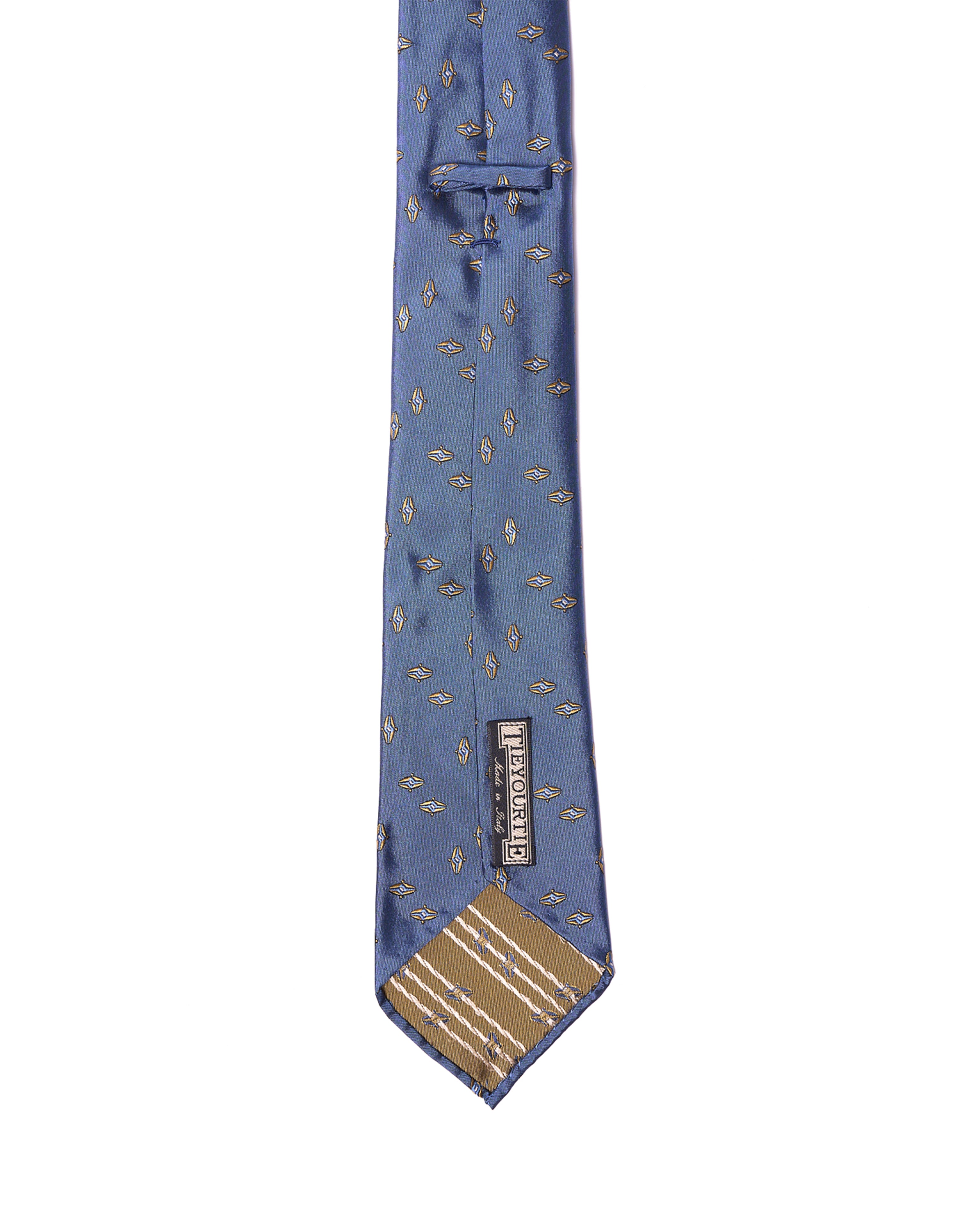 Jacquard tie - 7 Fold - Navy blue with yellow small motif