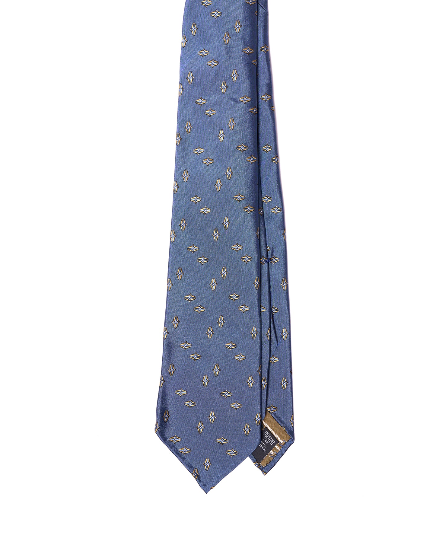 Jacquard tie - 7 Fold - Navy blue with yellow small motif