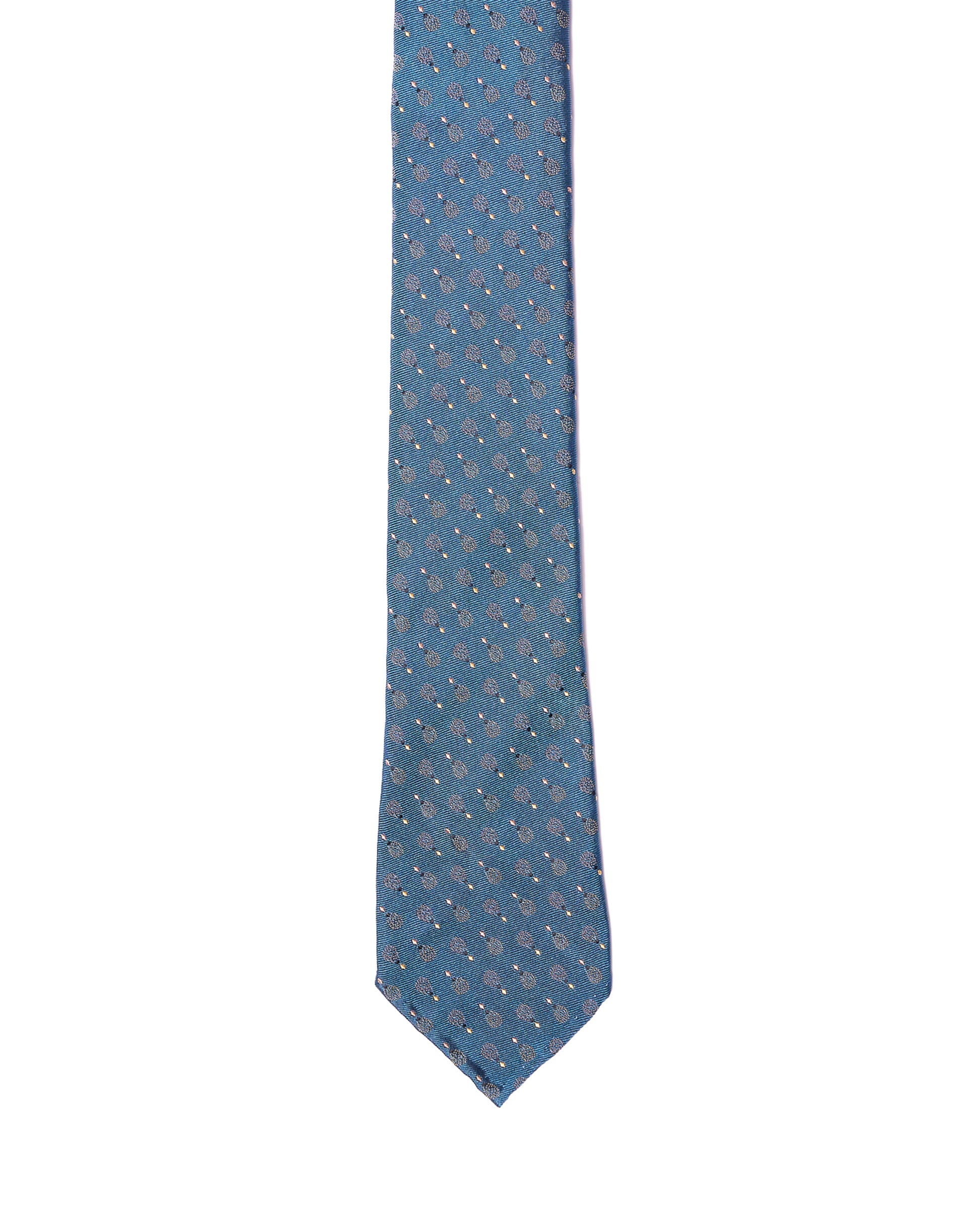 Jacquard tie - 7 Fold - Medium blue with small motif